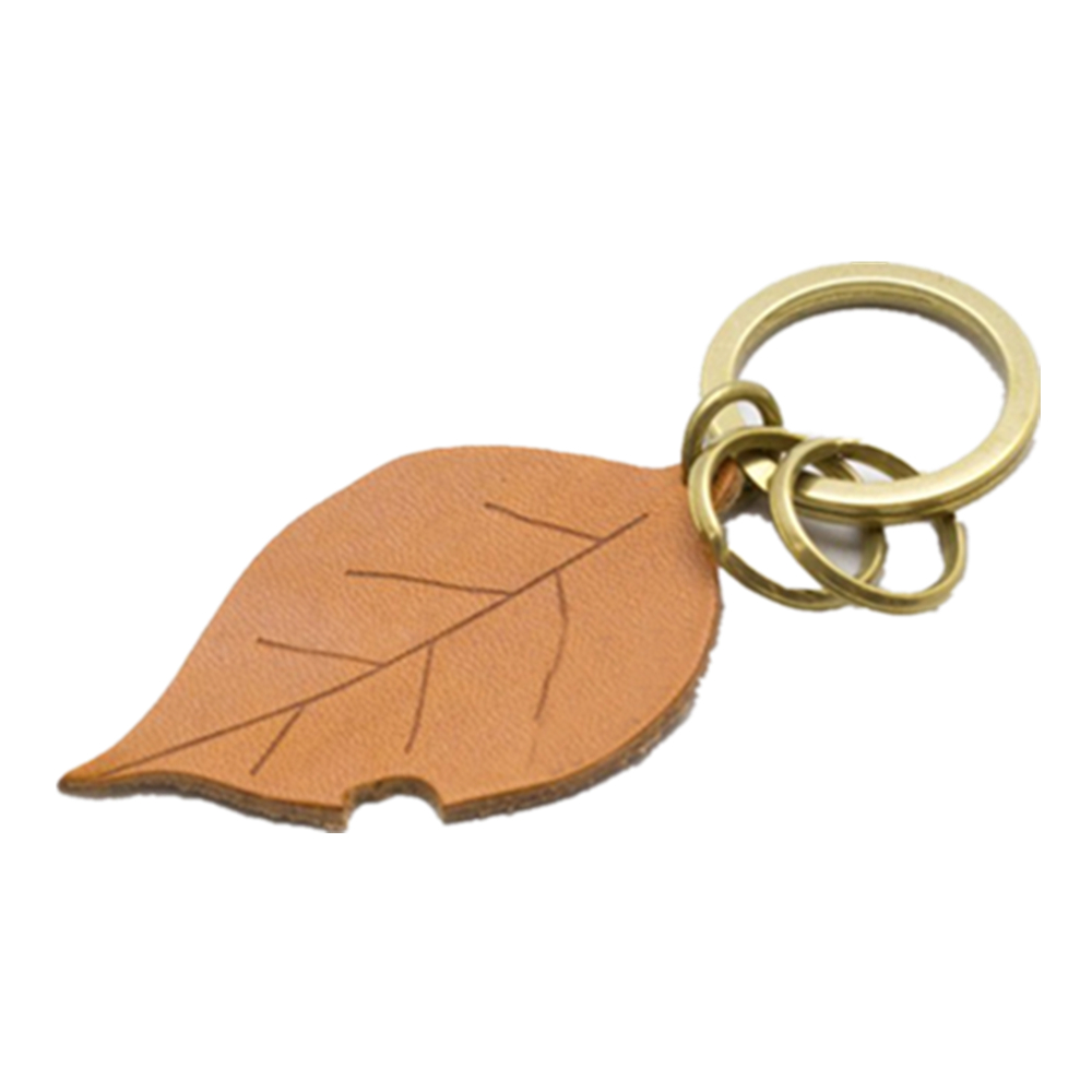 Leaf Shape Leather Key Ring Key Chain 3