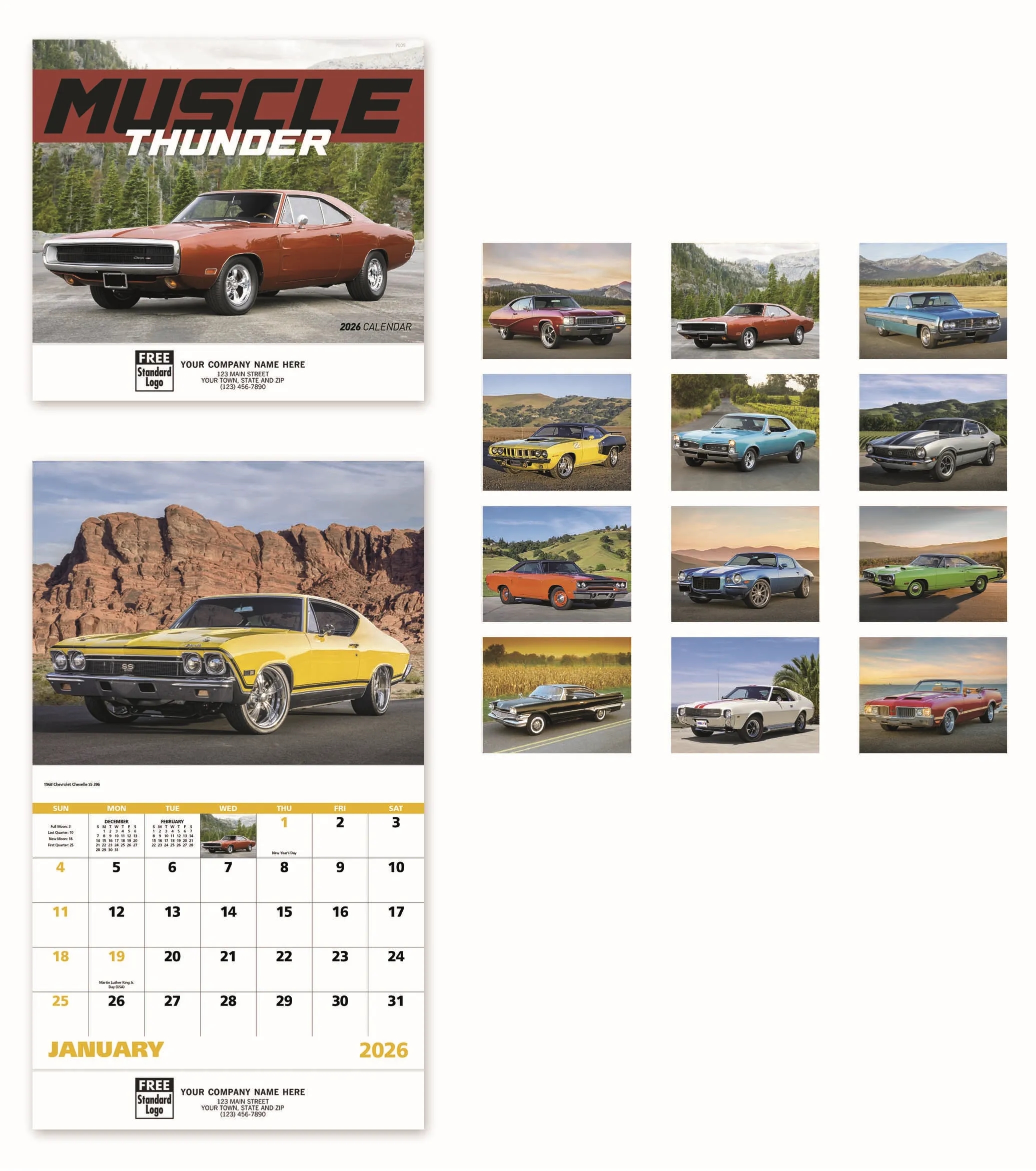Calendars - Wall, Muscle Thunder Cars