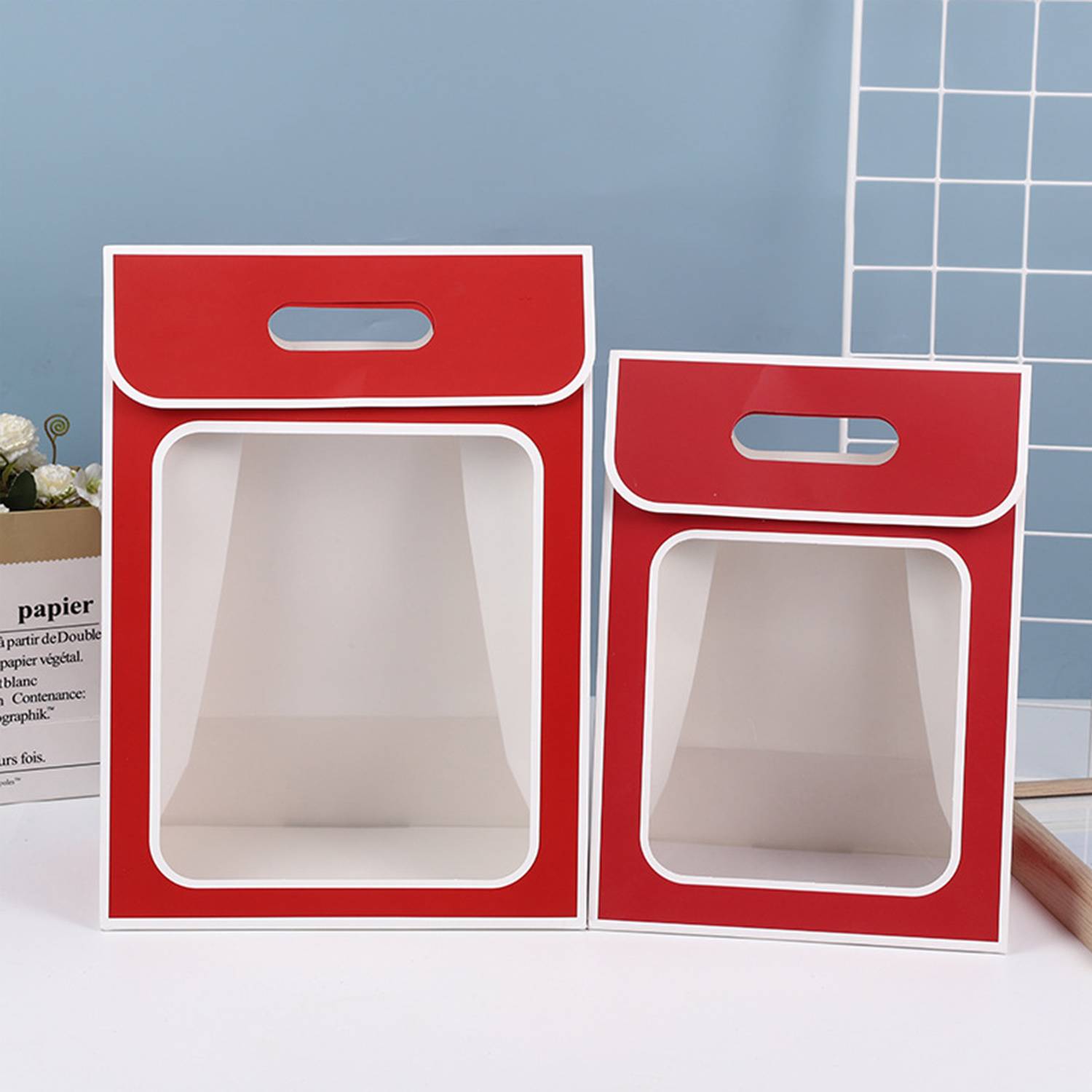 Kraft Paper Cute Gift Bags W/ Clear Window 9