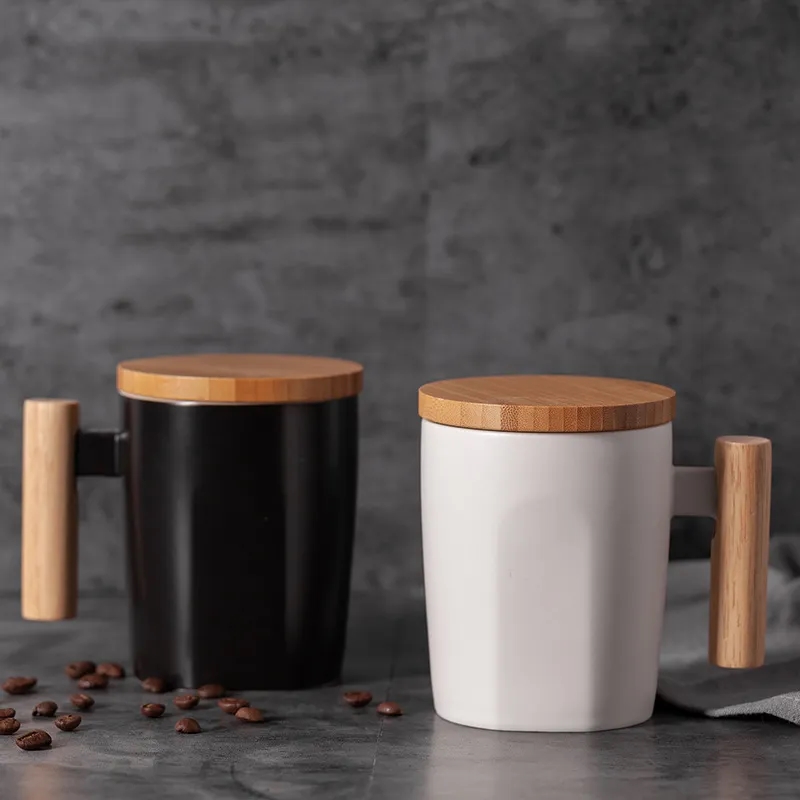 Ceramic coffee cup with wooden handle 7