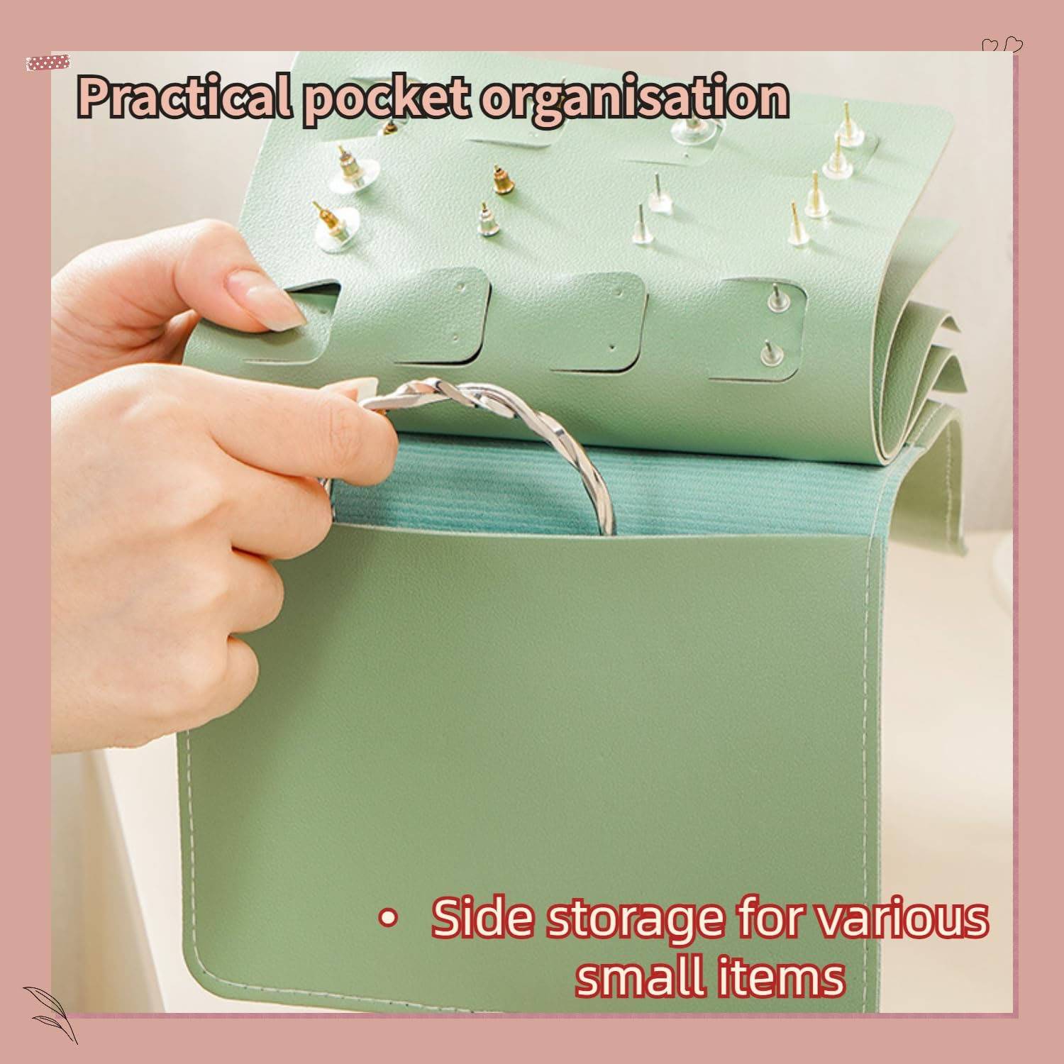 PU leather Jewelry Storage Roll Bag Necklace Holder 5