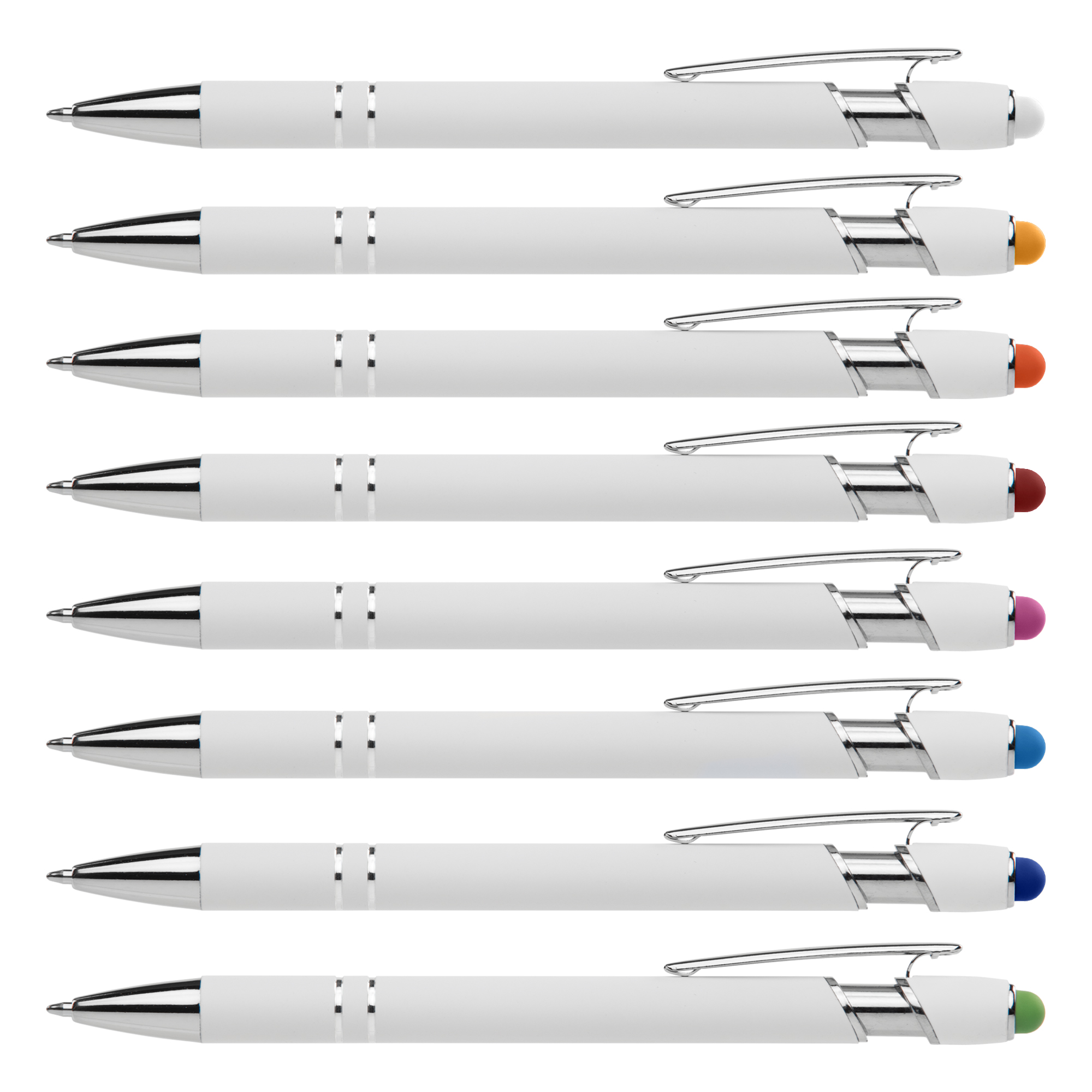Ellipse Softy White Barrel Metal Pen w/ Stylus 28