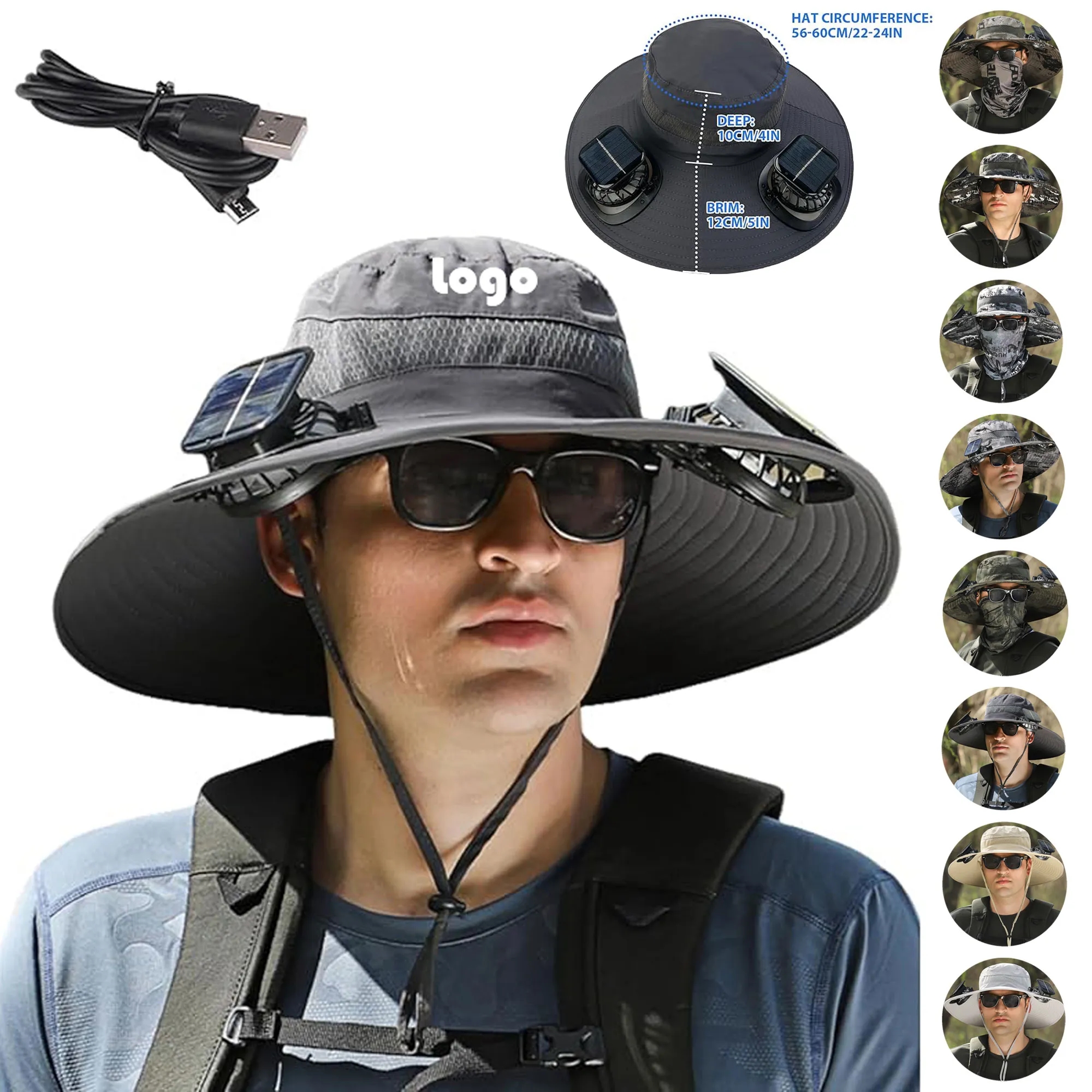 Outdoor Wide Brim 2 Solar Fan Hat 5