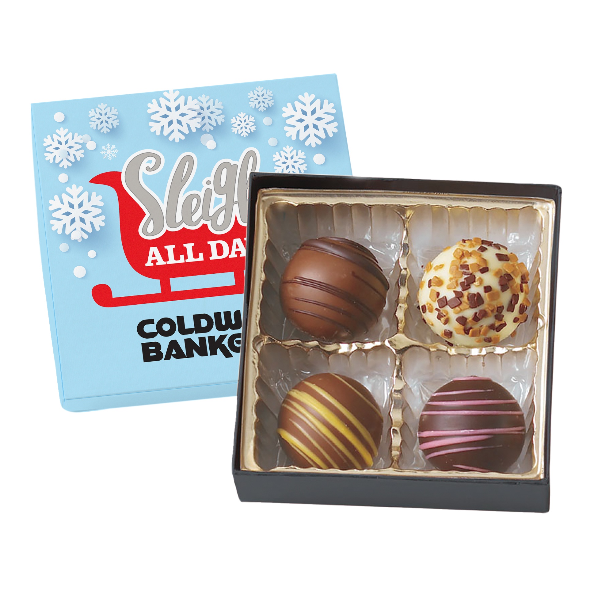 Truffle Gift Box Full Color Lid with 4 Truffles 3