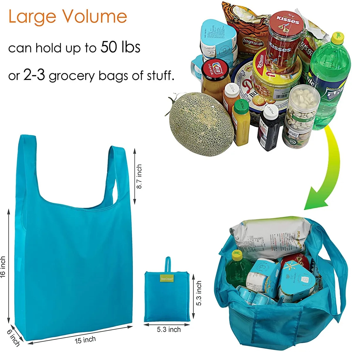 Reusable Grocery Tote Bags With Pouch 8