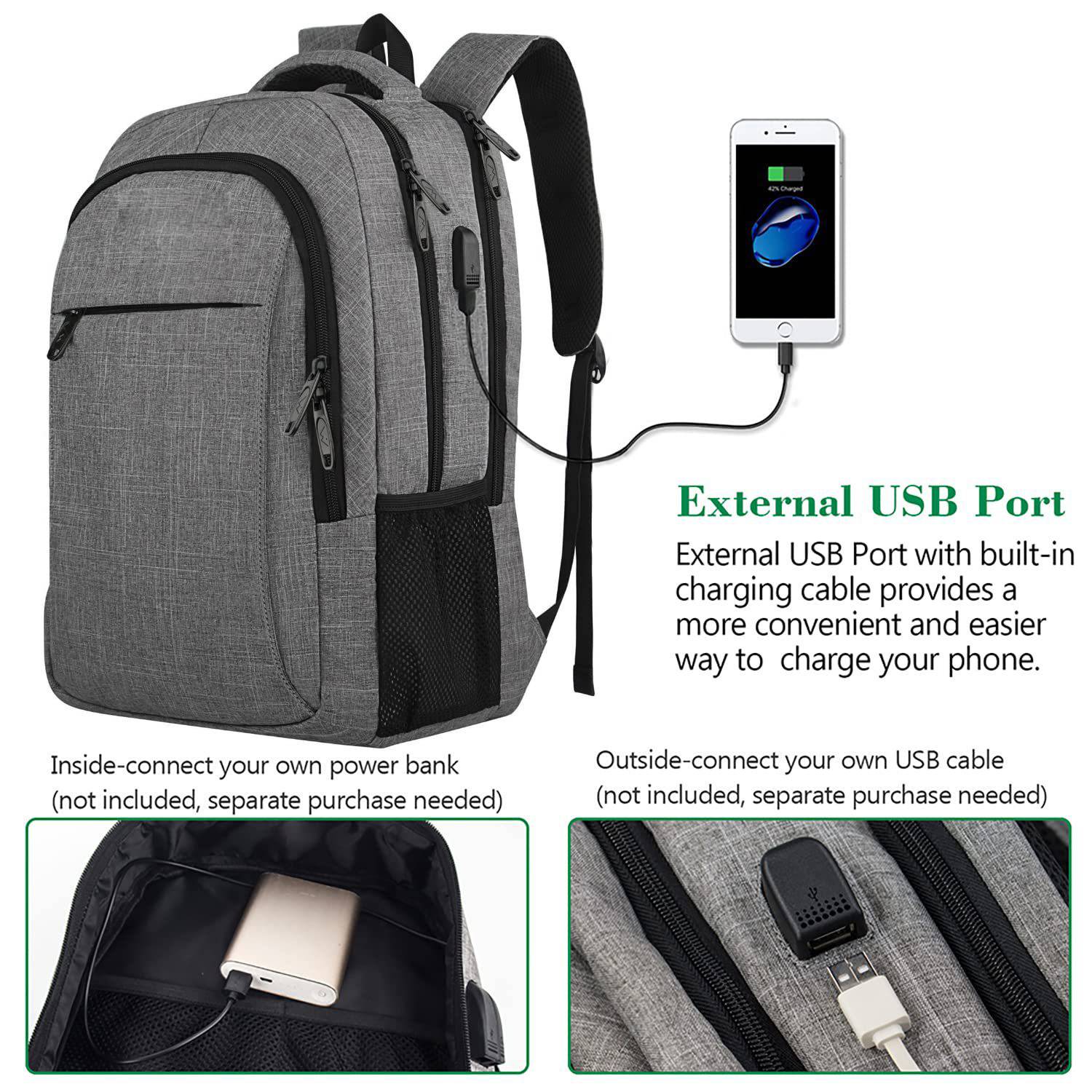 Business Anti Theft Laptop Backpack with USB Charging Port 5