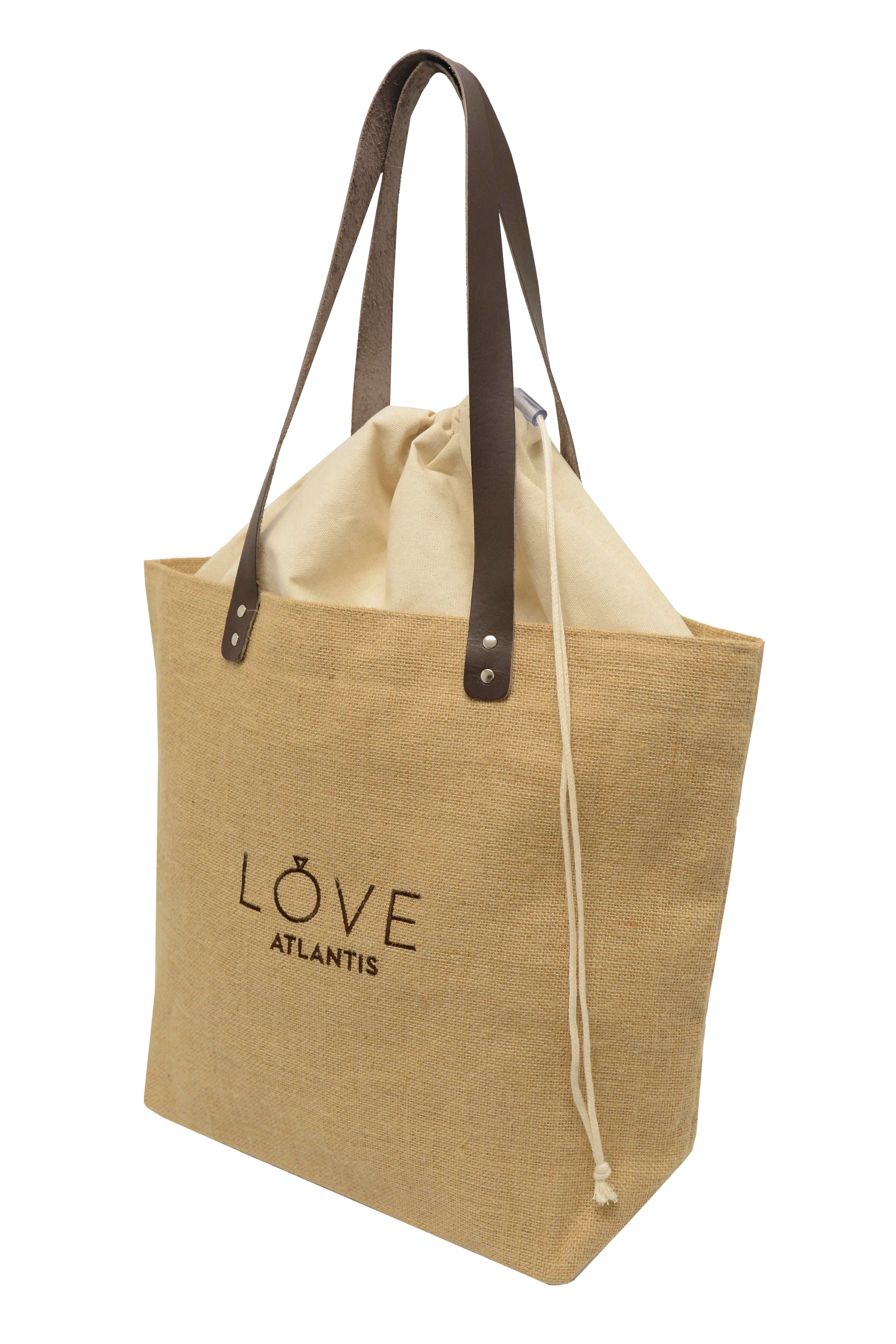 Burlap Canvas Open Tote 5