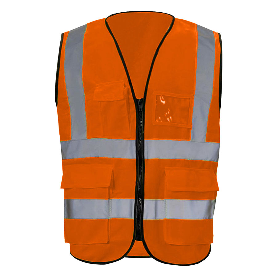 VISIPRO Unisex Front-Zip Reflective Safety Vest with Pockets
