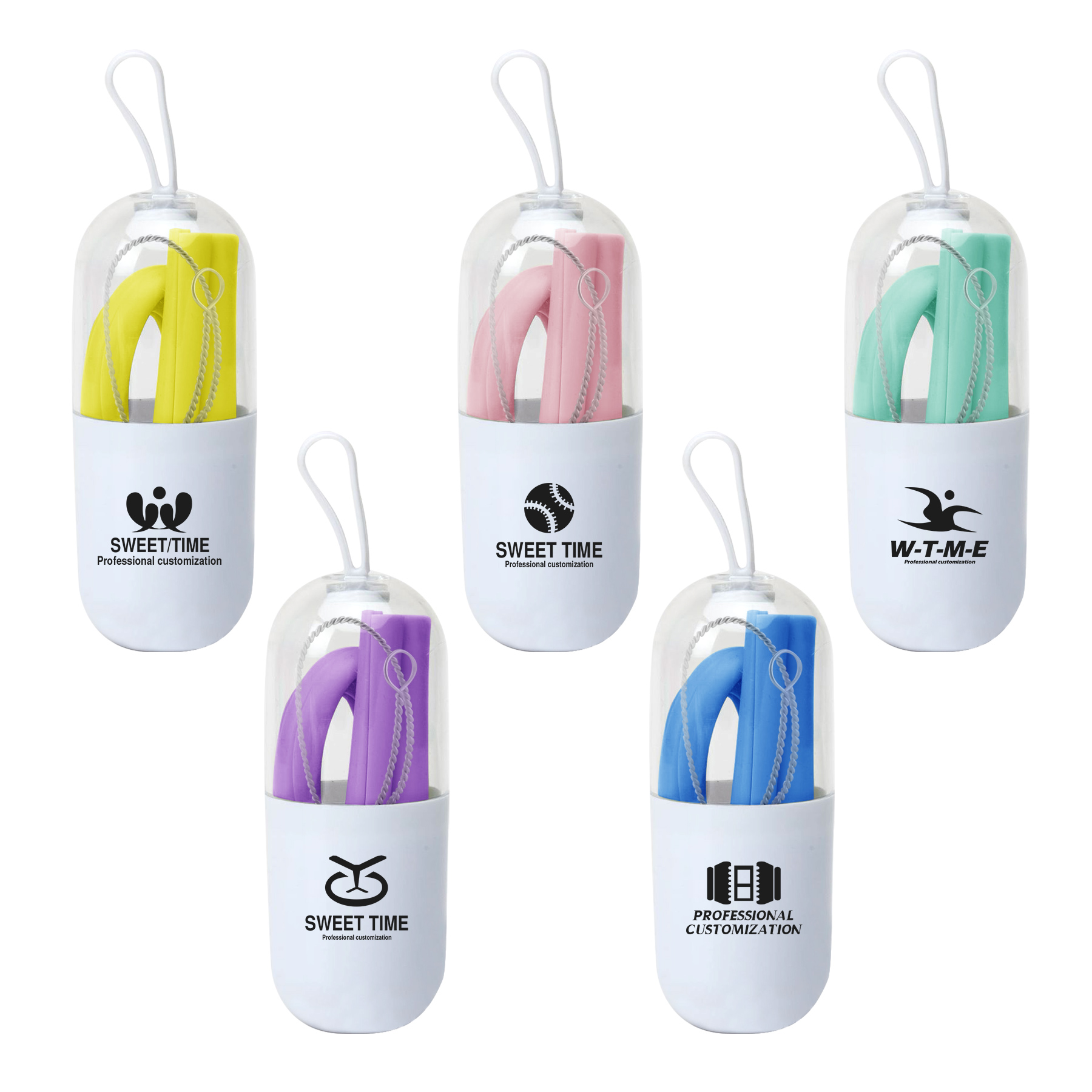 Collapsible Reusable Silicone Drinking Straws Kit 1