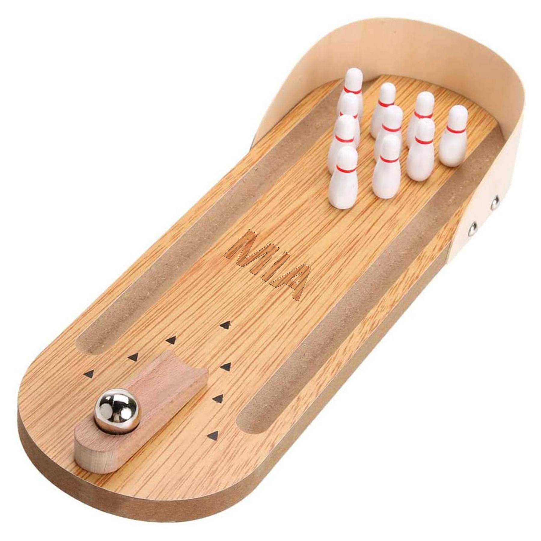 Wooden mini bowling board game