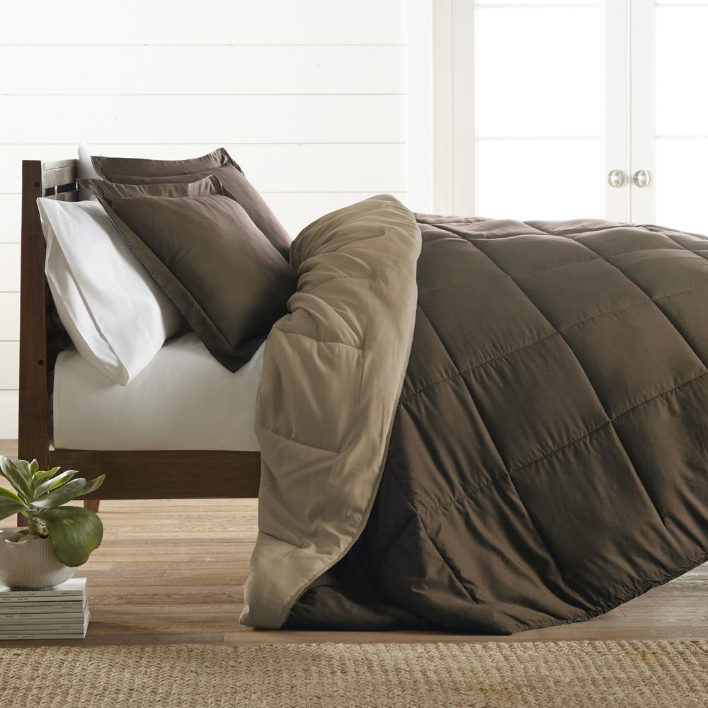 Down Alternative Comforter Sets - Taupe Twin Reversible 1
