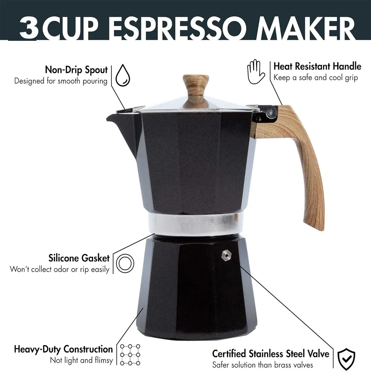 Aluminum Moka Coffee Pot-3 Cup 3