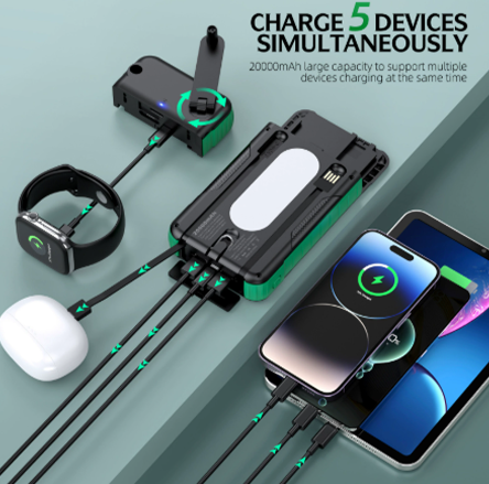 10000mAh Detachable Hand Crank Solar Charger 14