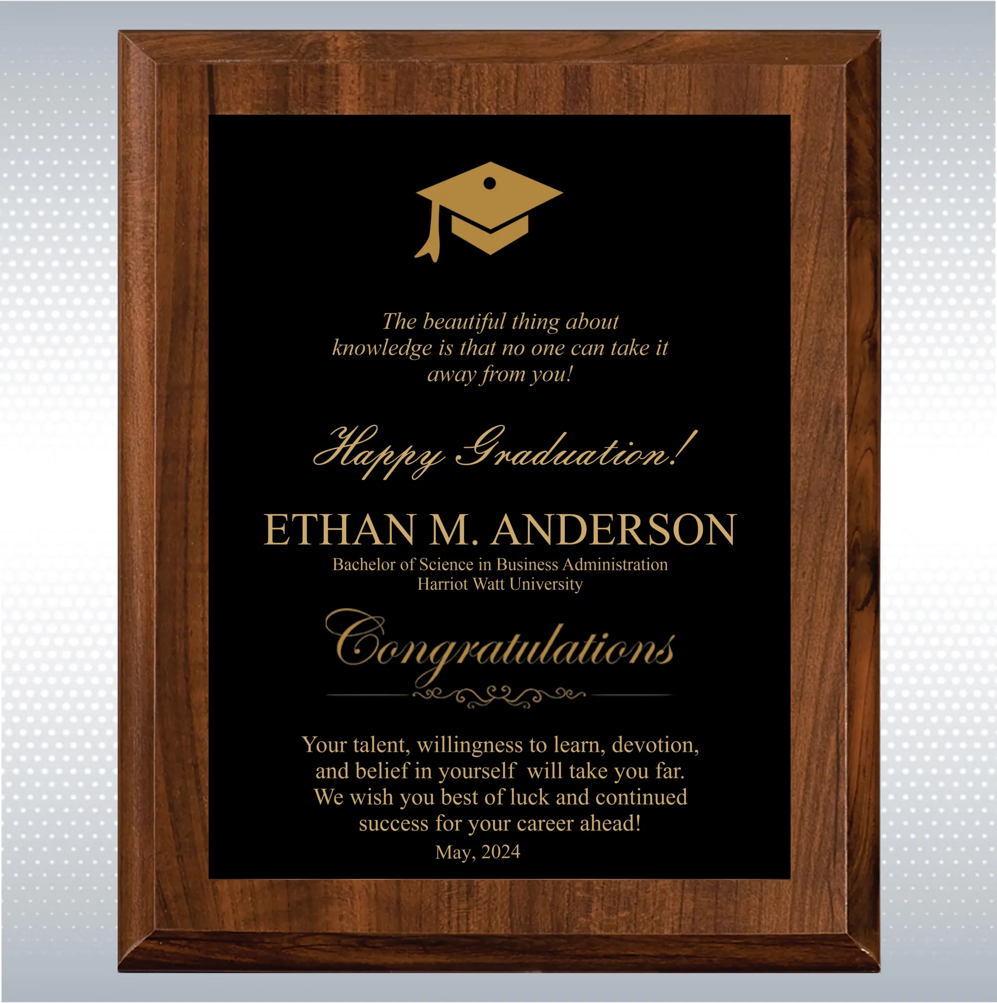 Cherry Finish Graduation Gift Plaque Award 8