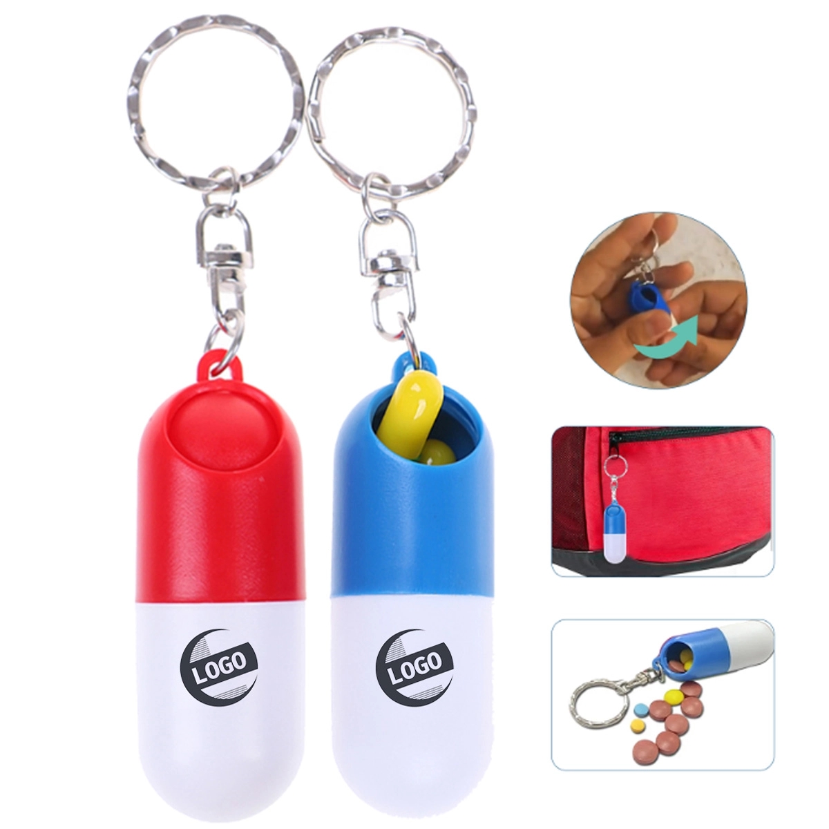 Custom Portable Mini Capsule Shape Keychain Pill Box 2