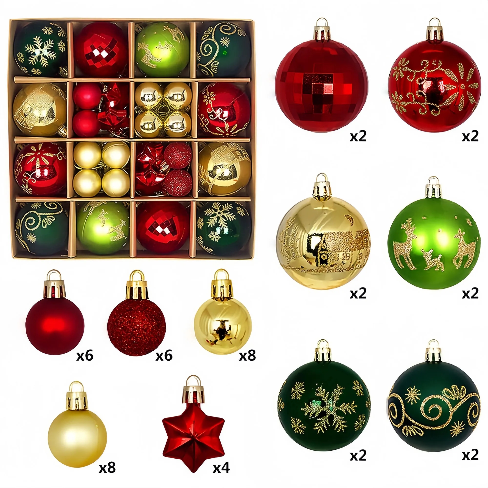 Premium Christmas Bauble Set With Unique Designs 10