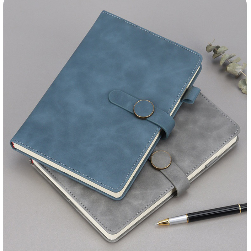 A5 PU Leather Hardcover Notepad W/Round Metal Buckle 3