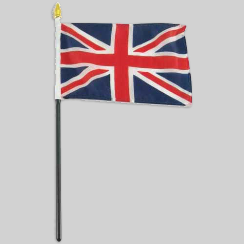 4"x6" United Kingdom Flag With 10" POLE- UK, British, England, English Flag 1