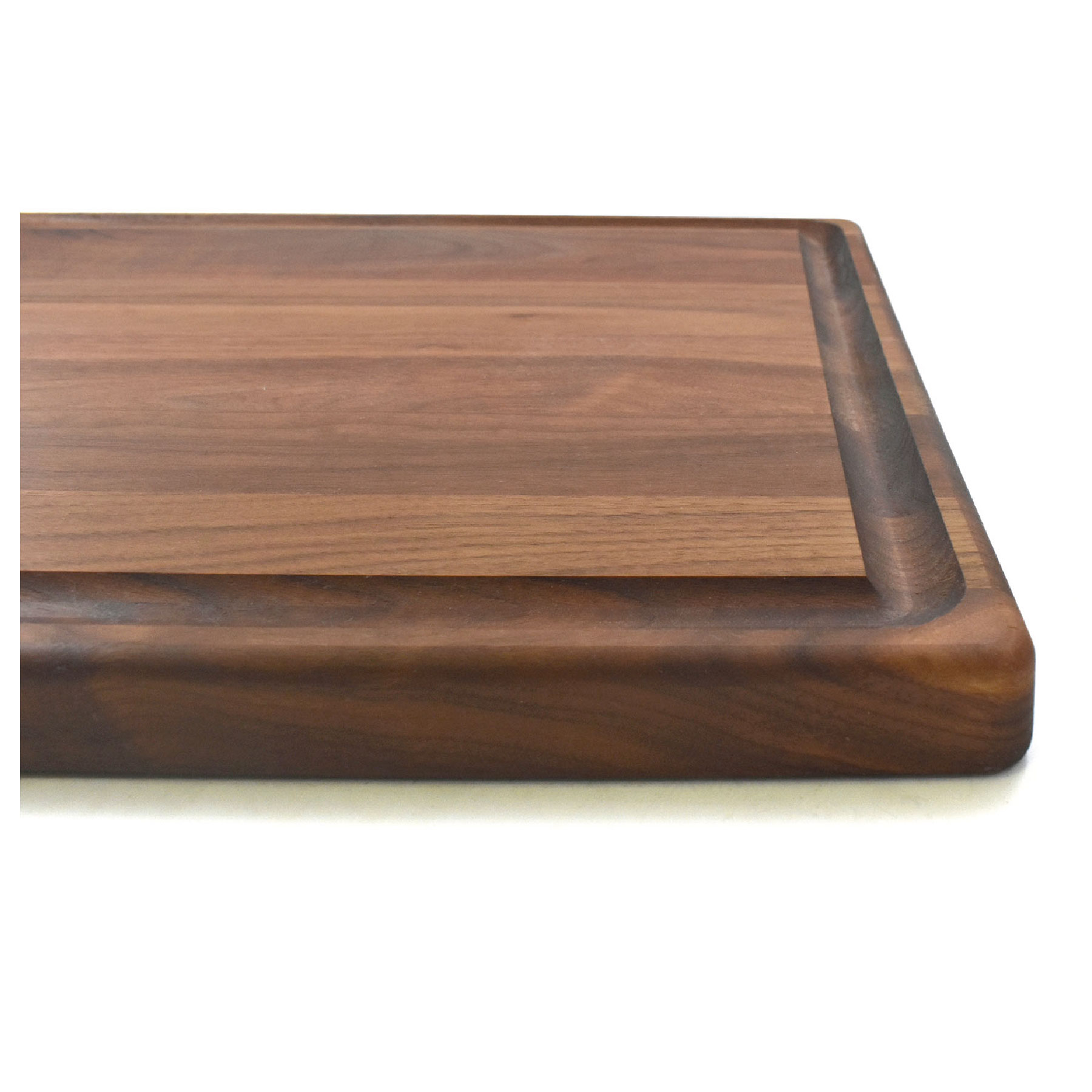 15" x 20" x 1 1/4" Walnut Rectangular Butcher Block with Juice Groove 3