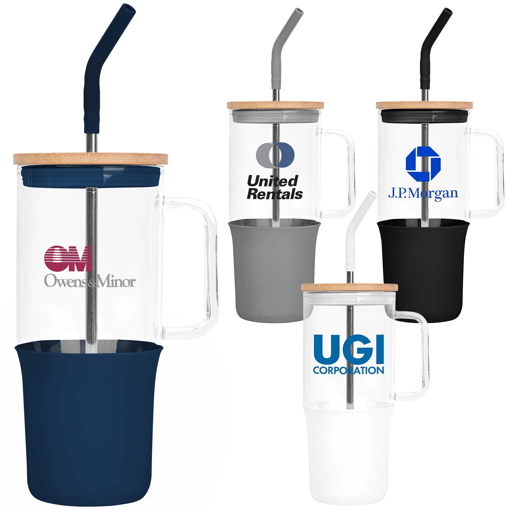 32oz. Glass Tumbler with Handle and Straw 7
