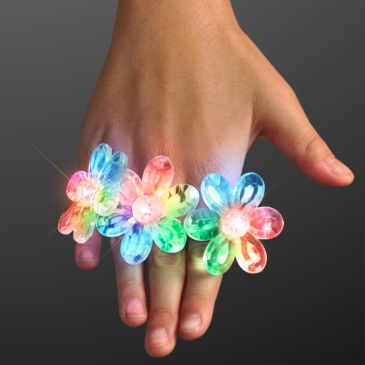 Acrylic flower ring flashing LED jewelry 2