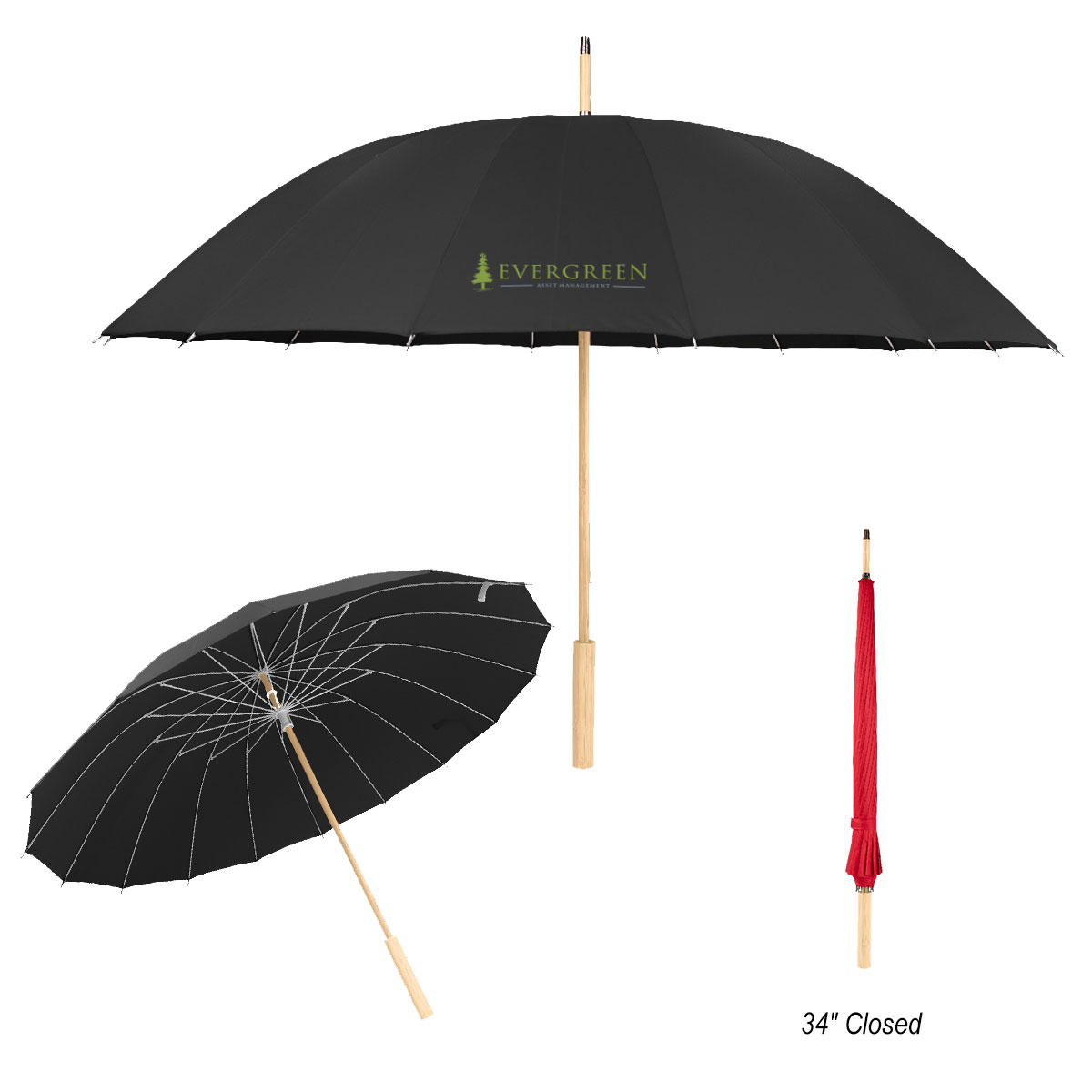 46" Arc Umbrella With 100% RPET Canopy & Bamboo Handle 1