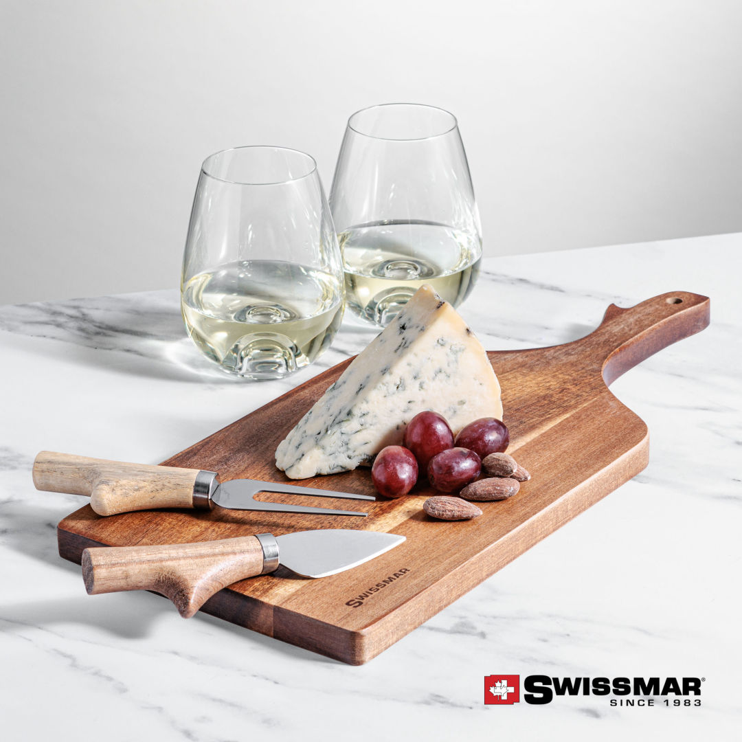 Swissmar® Paddle Board & 2 Edderton Stemless Wine 4