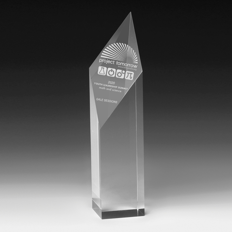 Screen Printed Acrylic Diamond Obelisk Award - 9" 2