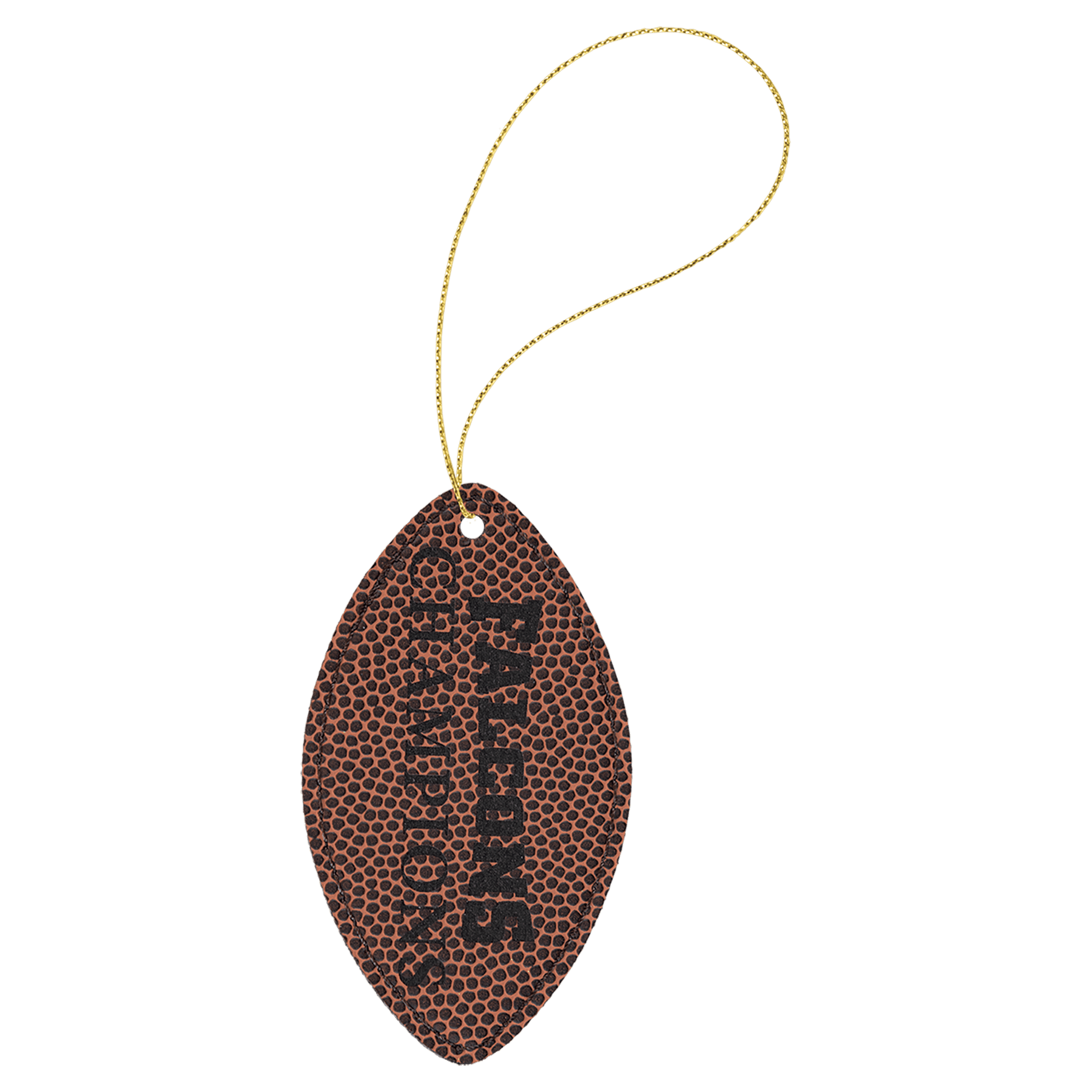 Football Leatherette Ornament with Gold String 2