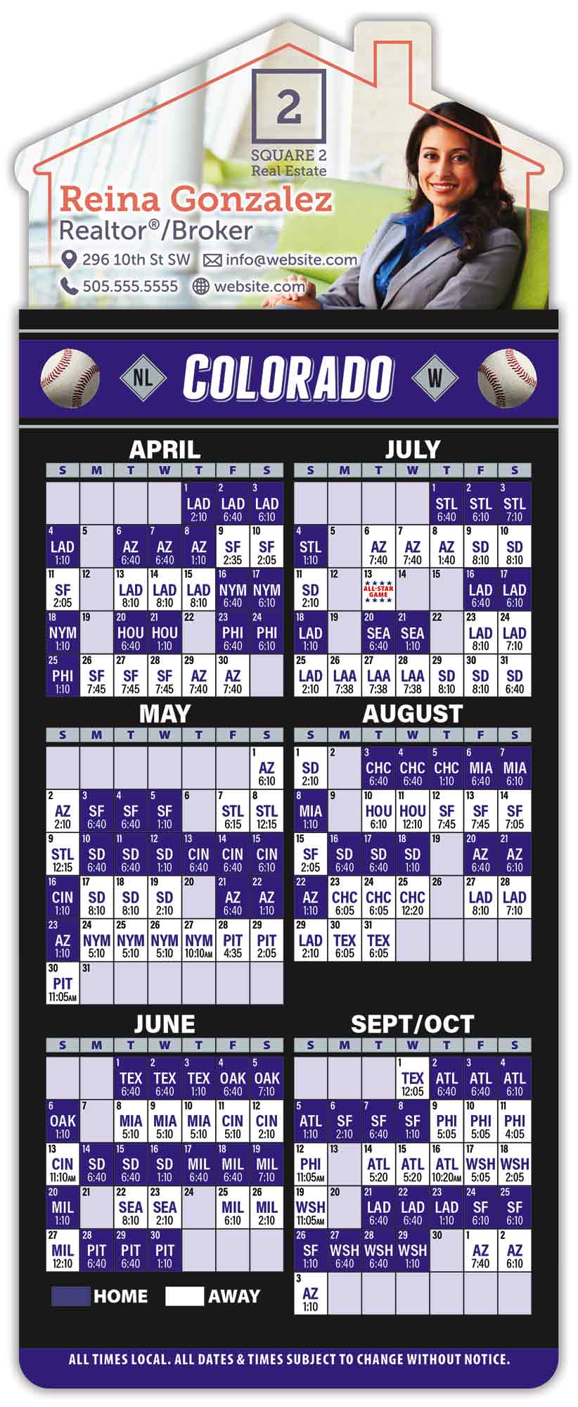 Magna-Card House Shape Magnet - Baseball Schedules (3.5 x 9) 1