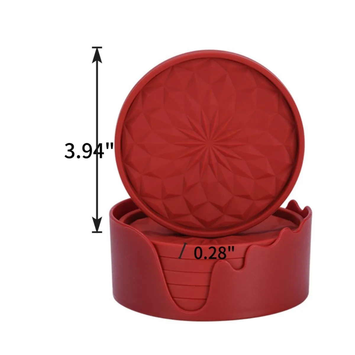 6Pack Silicone Round Coaster with Non-Slip Non-Stick Holder 3
