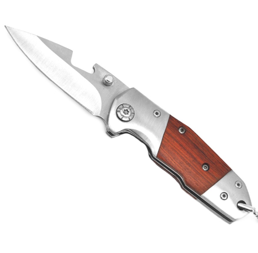 Stainless Steel Folding Pocket Knife with Wooden Handle 5