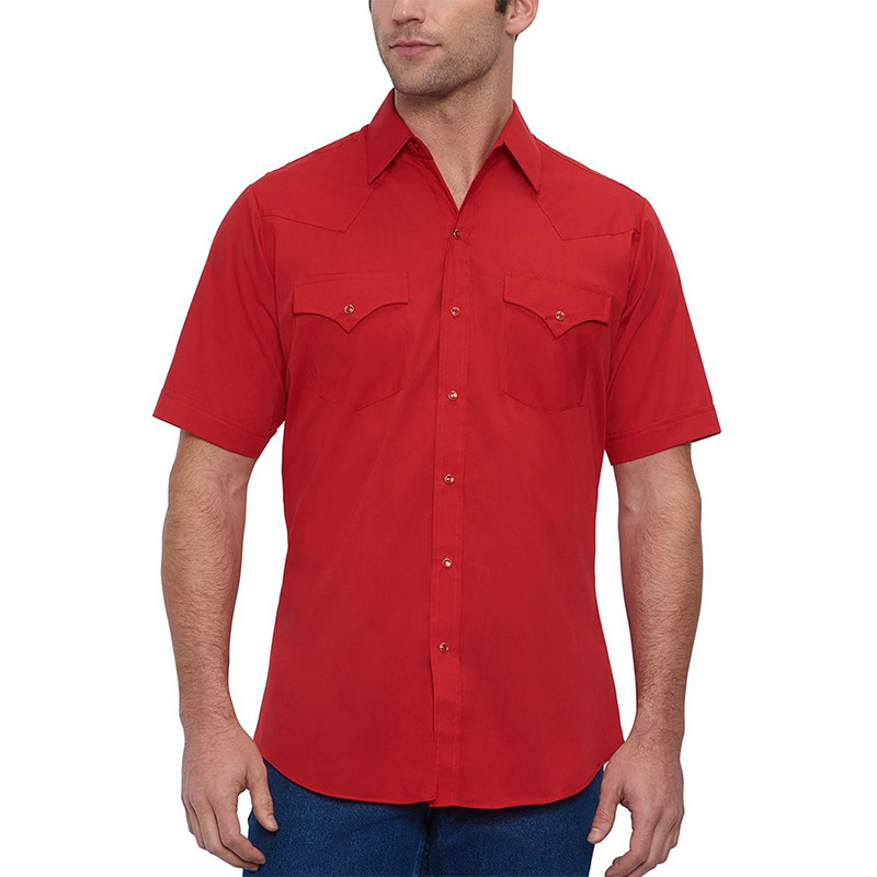 ELY Short Sleeve Solid Western Shirt 5