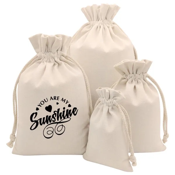 6" x 4" Natural Cotton Drawstring Pouch 1