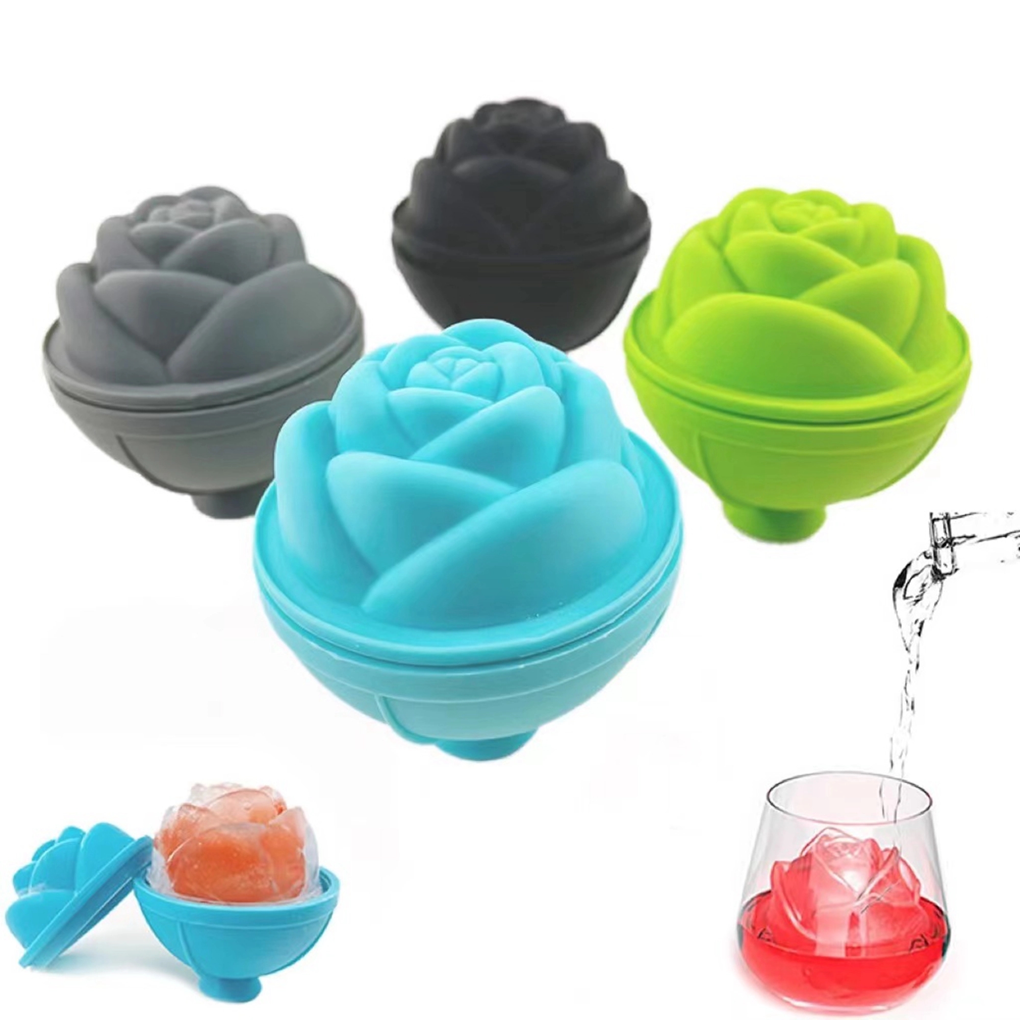 Rose Shape Silicone Ice Cube Trays