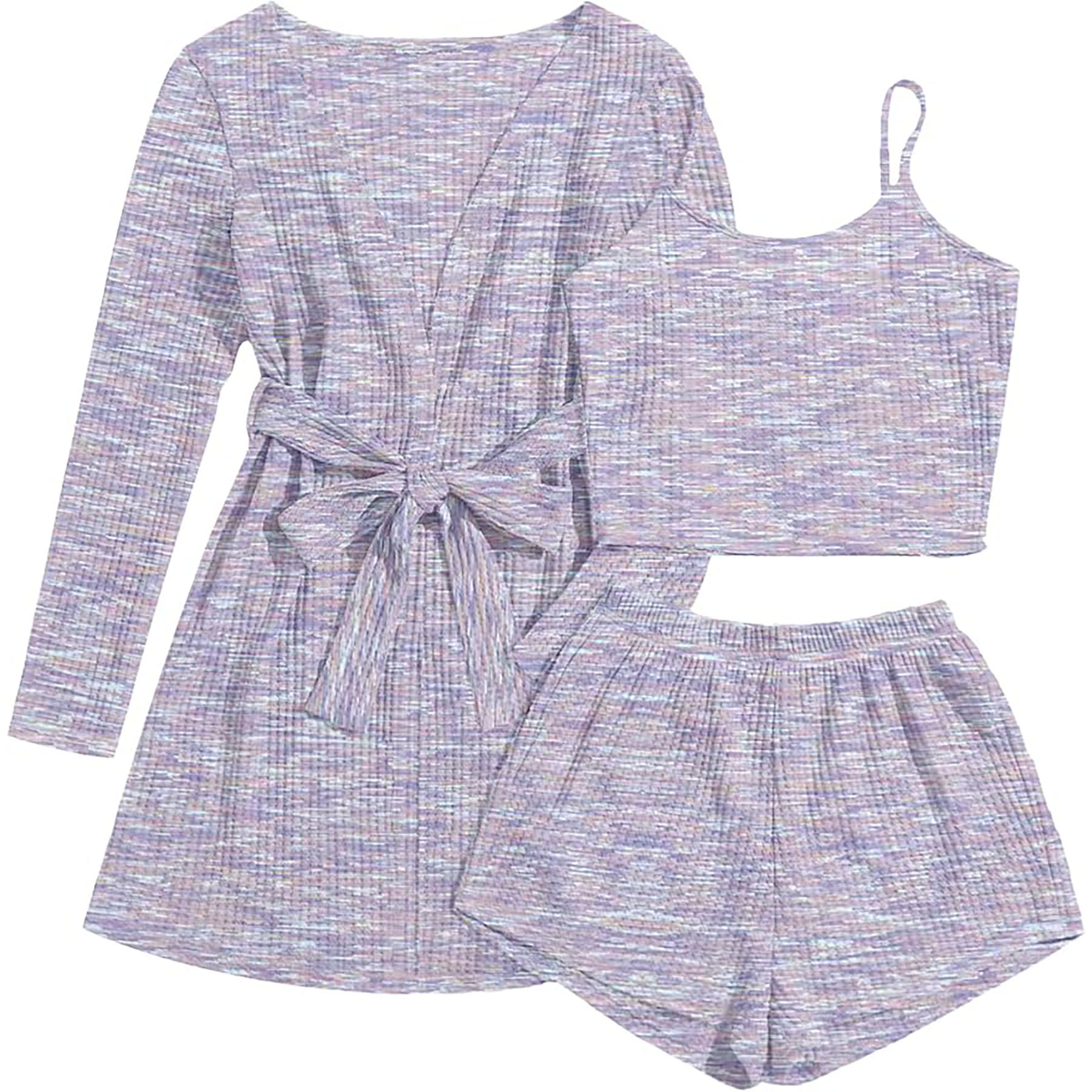  Womens 3 Piece Waffle Knit Pajama 2