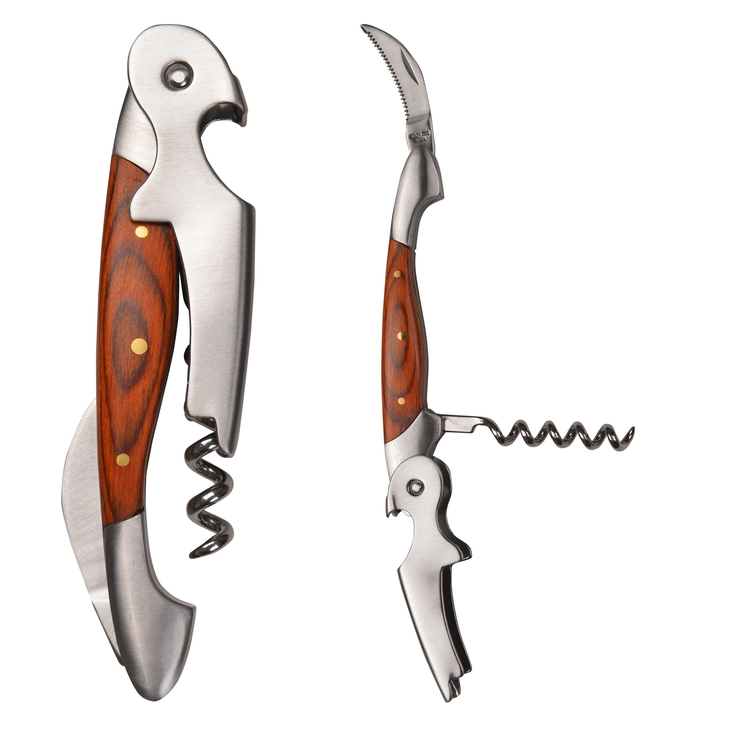 Crafted Wood Metal Wine Opener with Corkscrew & Knife 3