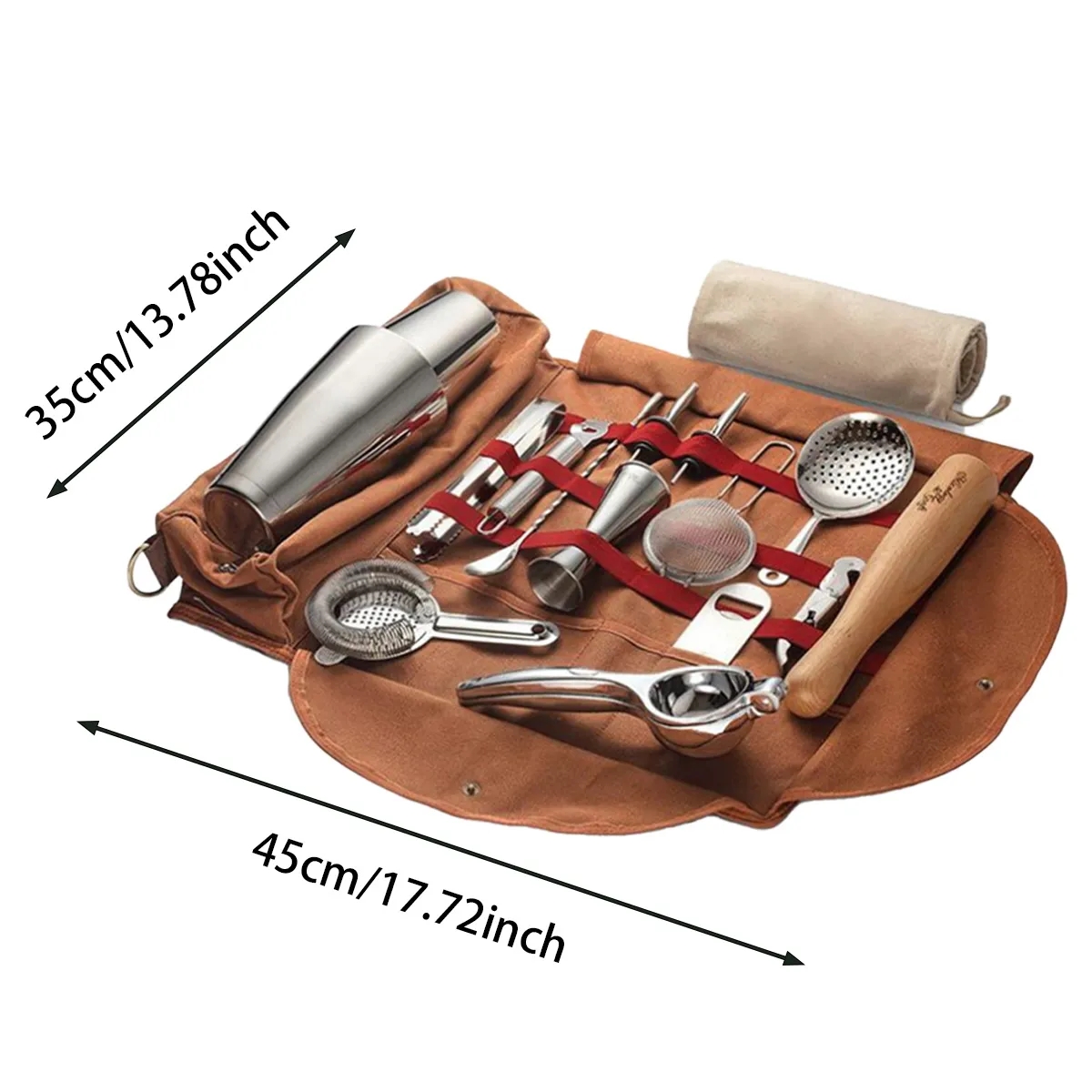 Canvas Bartender Tool Roll Up Organizer Travel Bag 7