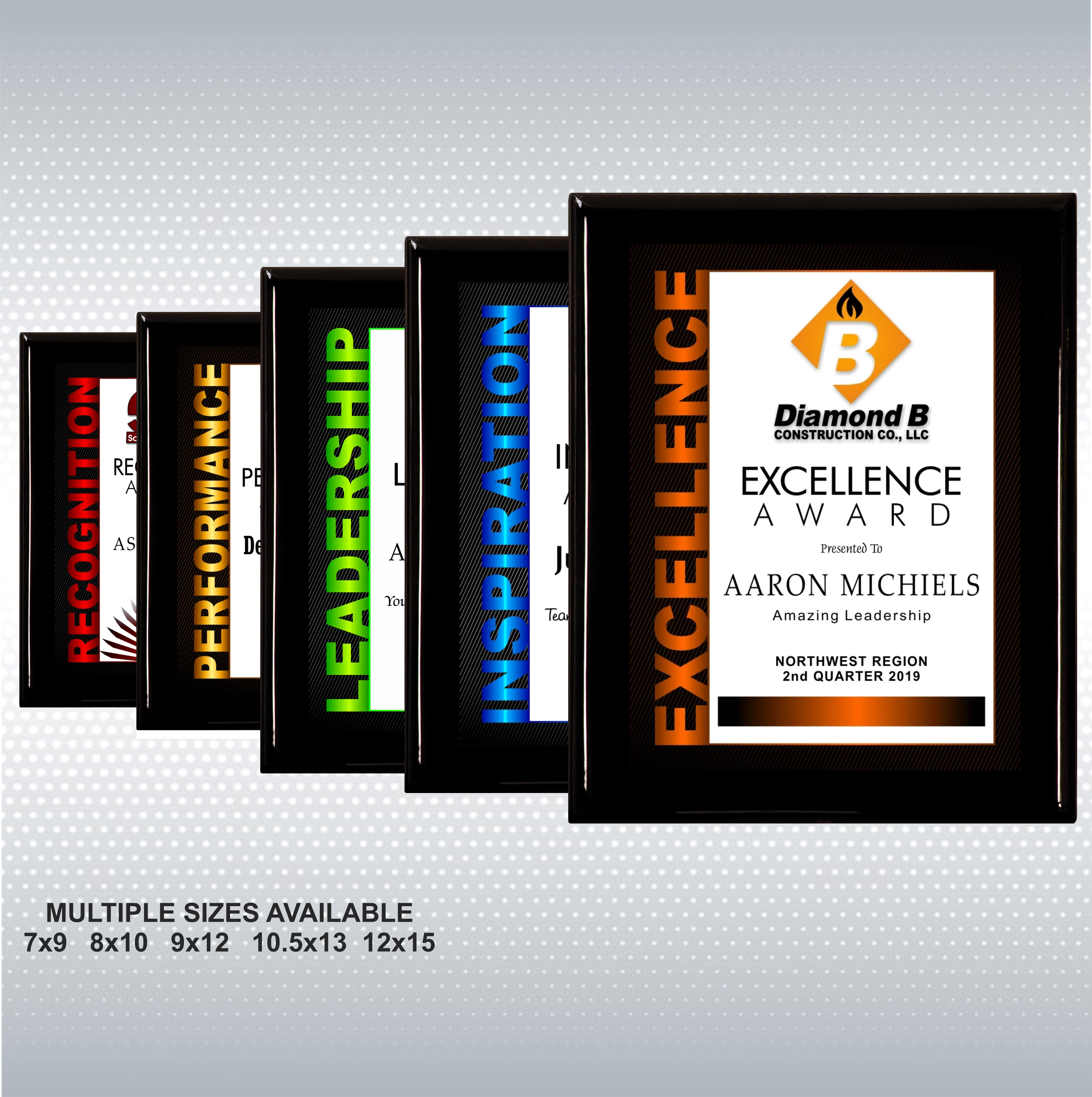 Black Piano Finish Wood Plaque w/Full Color Sublimated Plate 7