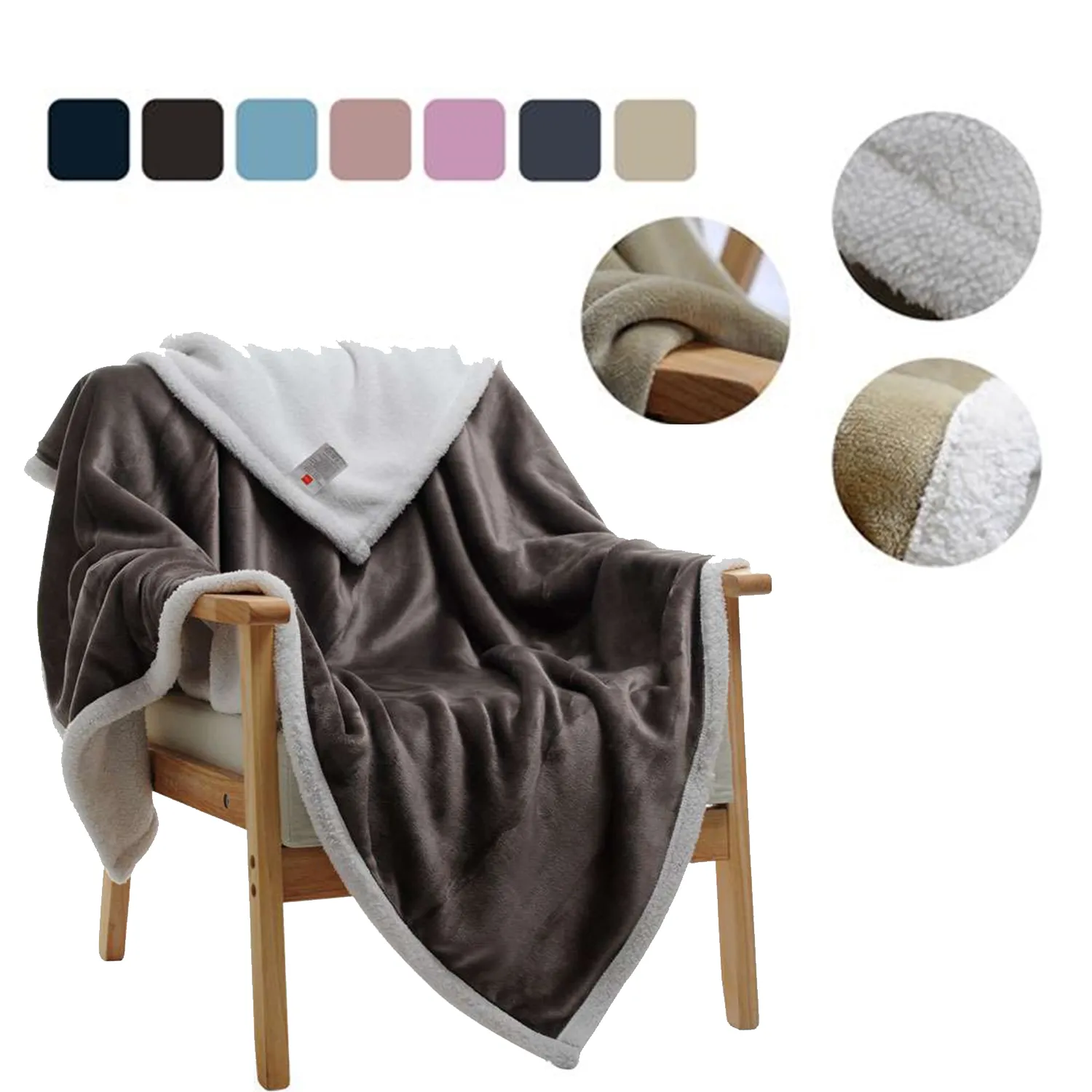 Plush Sherpa Fleece Throw Soft & Cozy Reversible Blanket 2