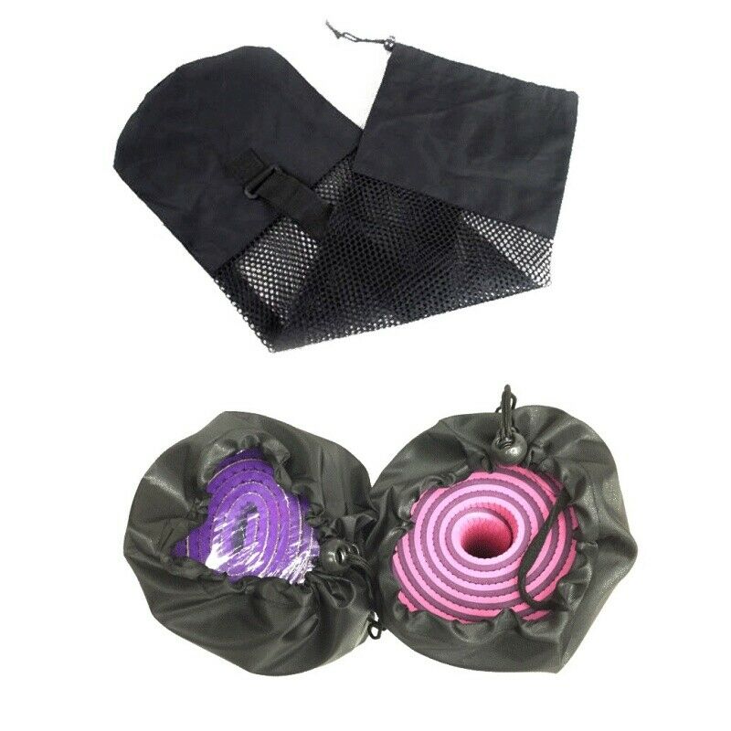 Yoga Mat Storage Mesh Bag Drawstring Bags PVC Adjustable Strap Carrier USA 7