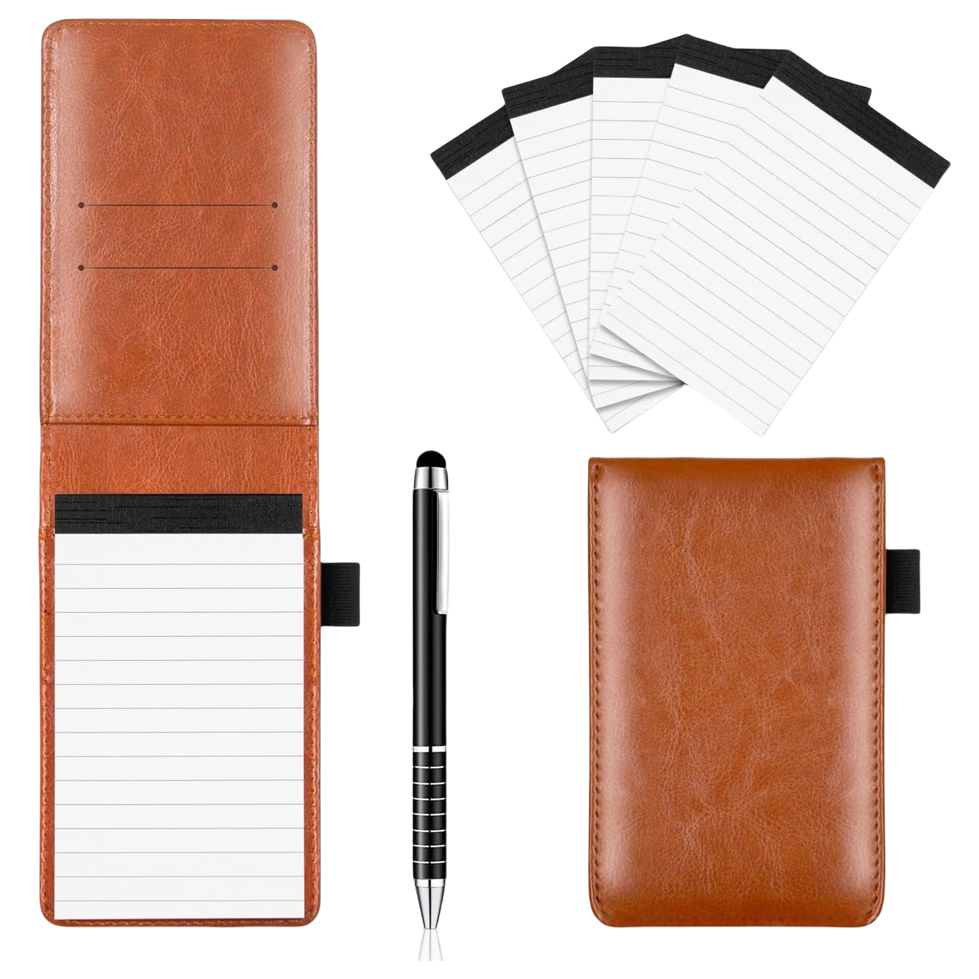 Leather Cover Portable Pocket Notebook with Pen Holder 2