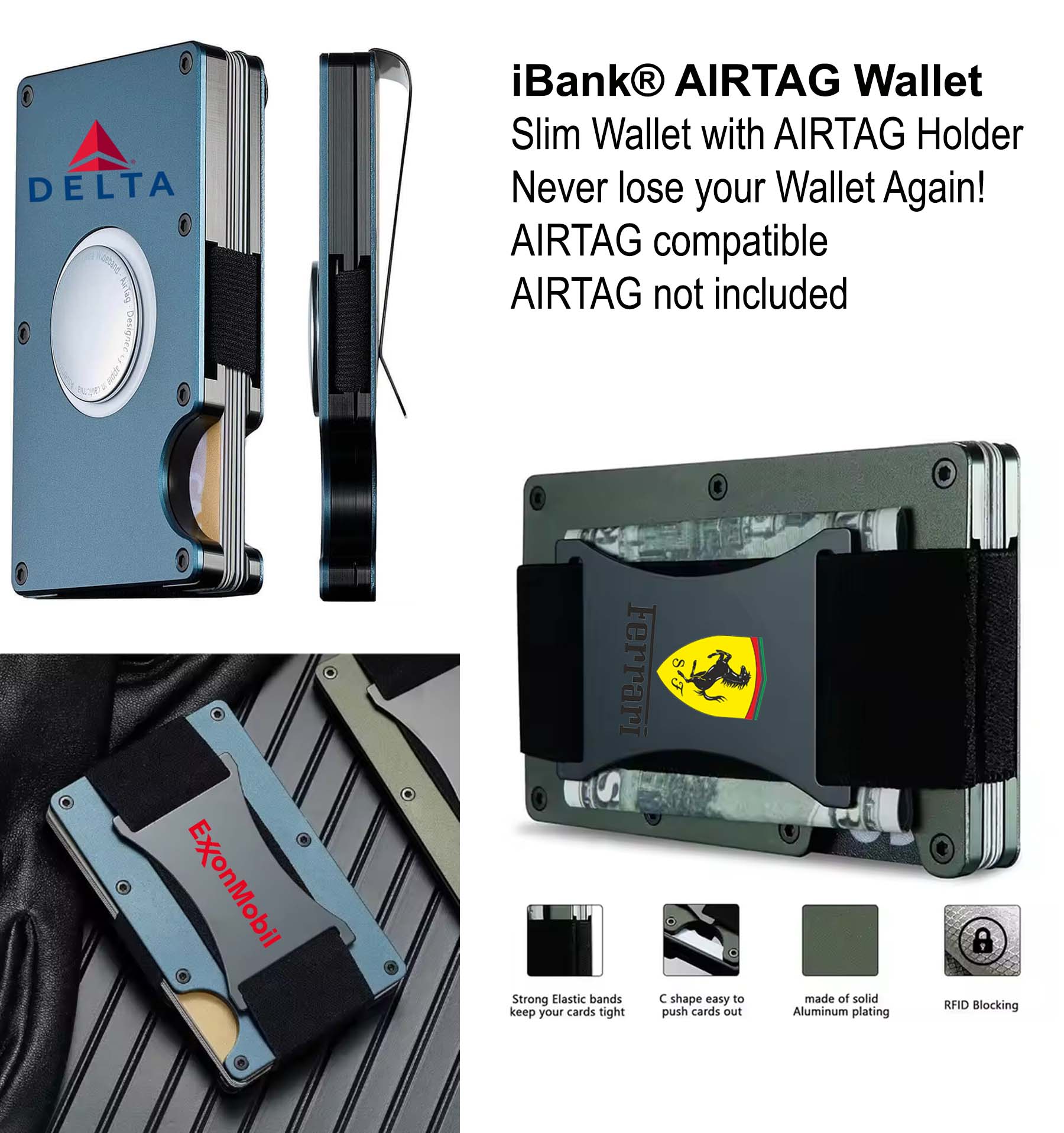 iBank ® AirTag-Compatible Slim Metal Wallet 1