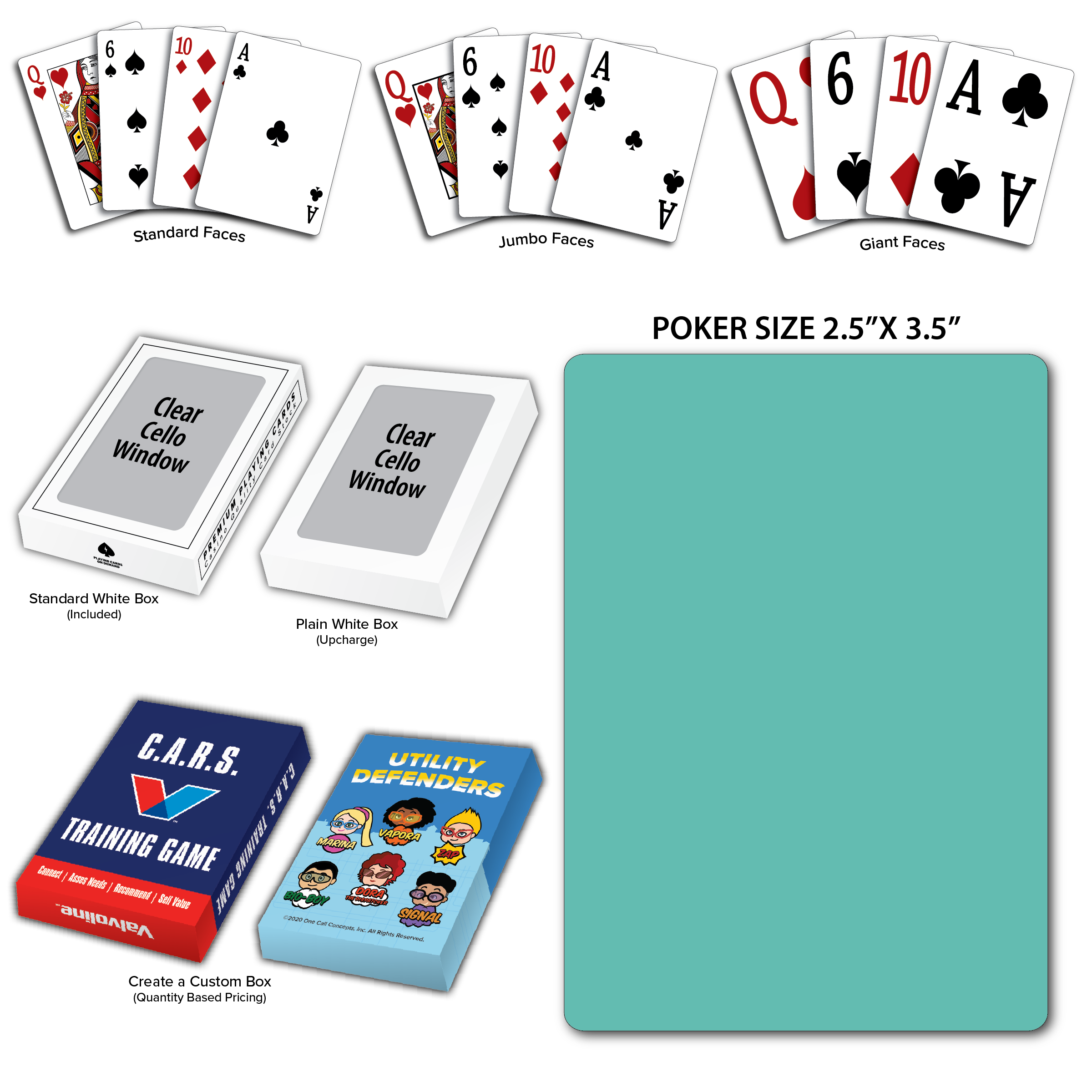 Solid Back Aqua Poker Size Playing Cards 2