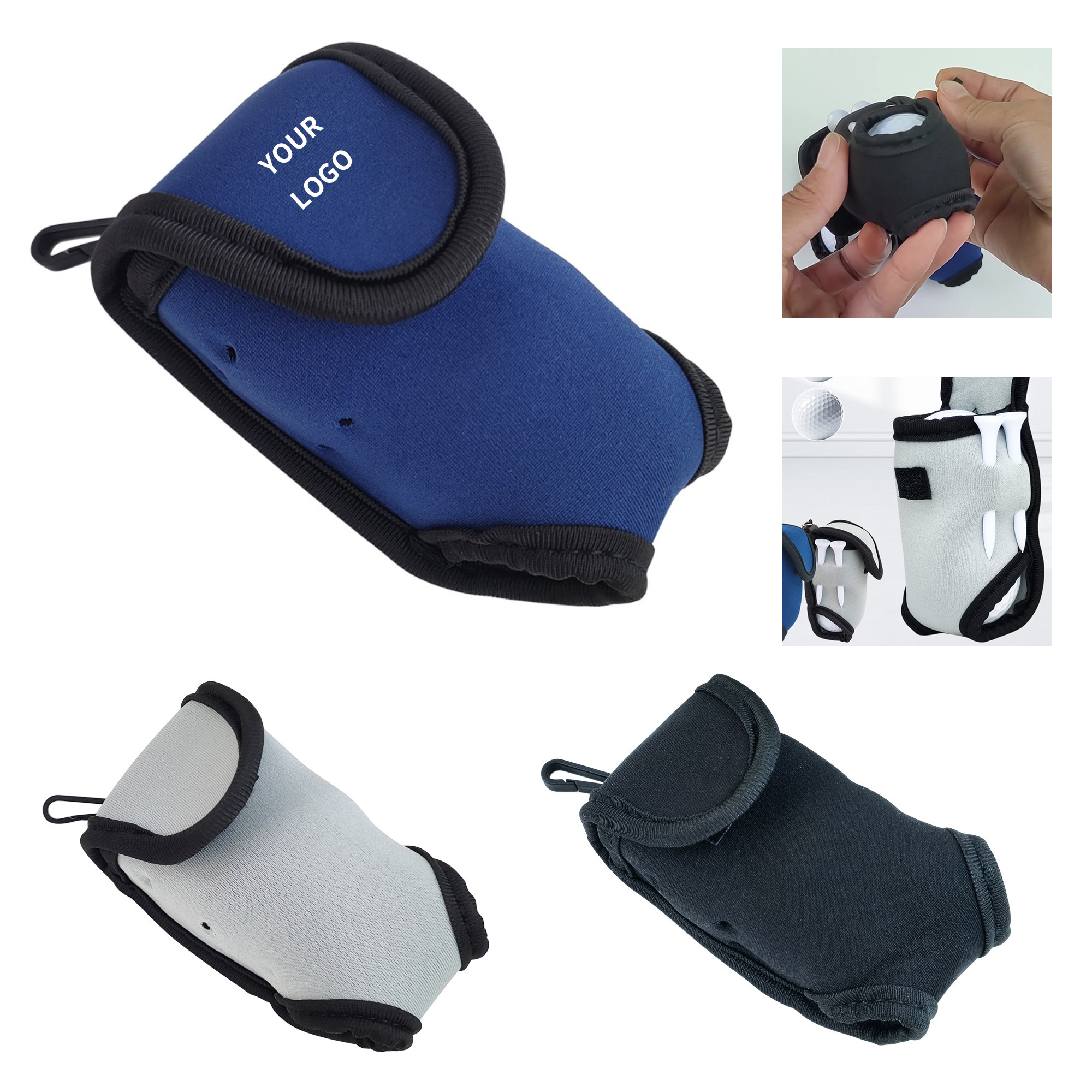 Seven Piece Golf Ball Tee Pouch Set - Soft Durable Fabric for Golf Accessories 4