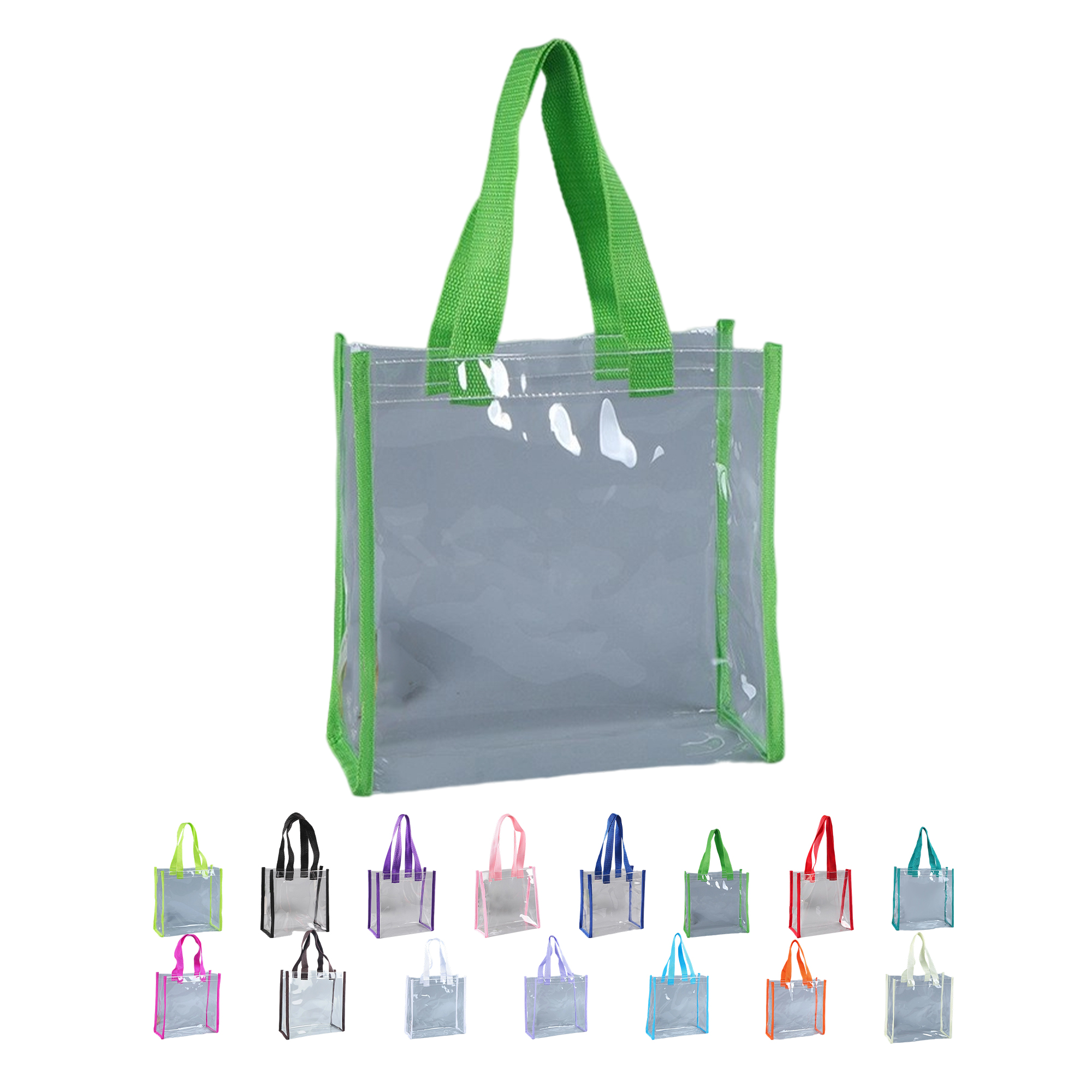 Vinyl Clear Tote Bag With Colored Shoulder Straps 12