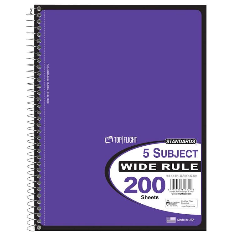 Wide Rule 5-Subject Notebooks Assorted 1