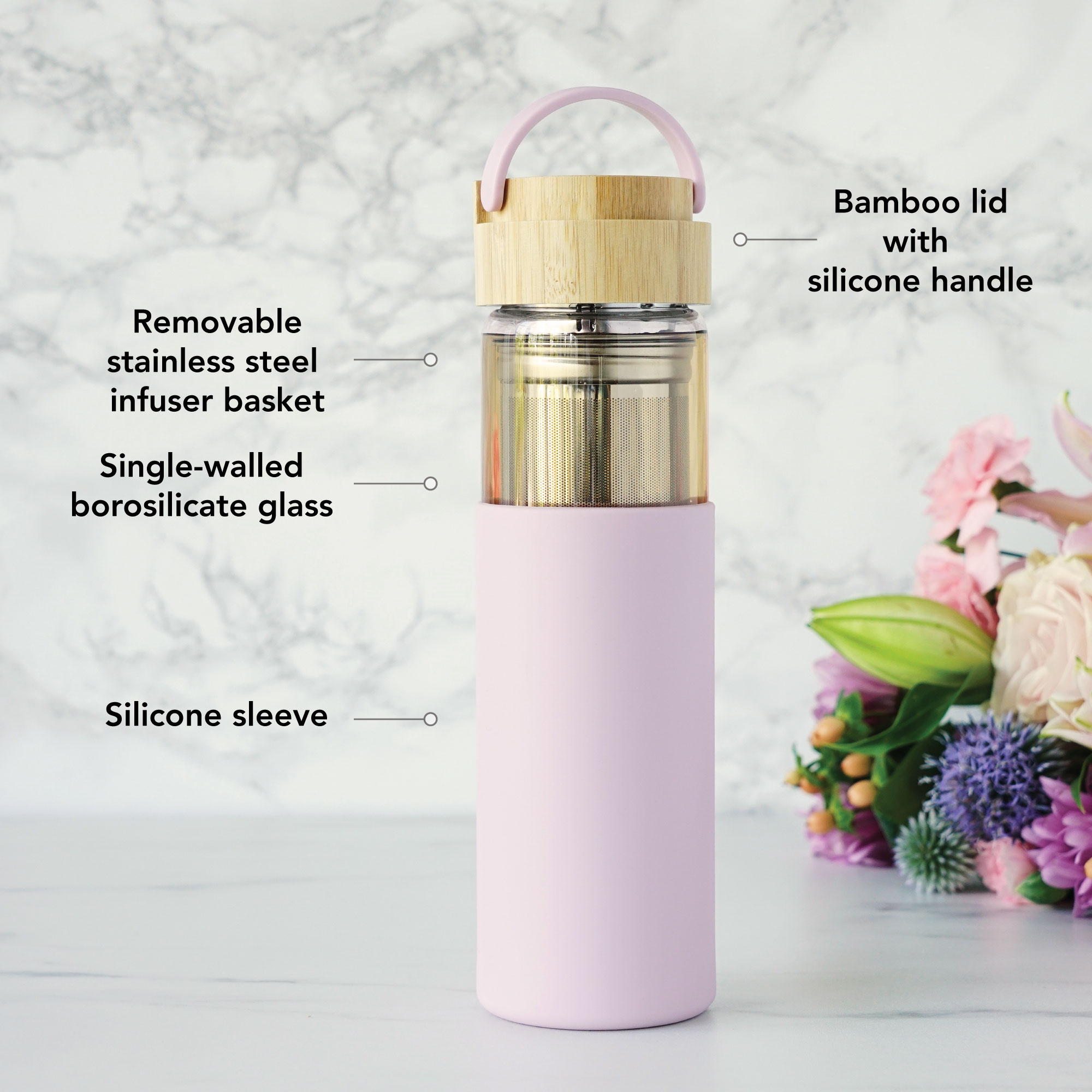 Pinky Up® Dana Glass Travel Tea Mug 5