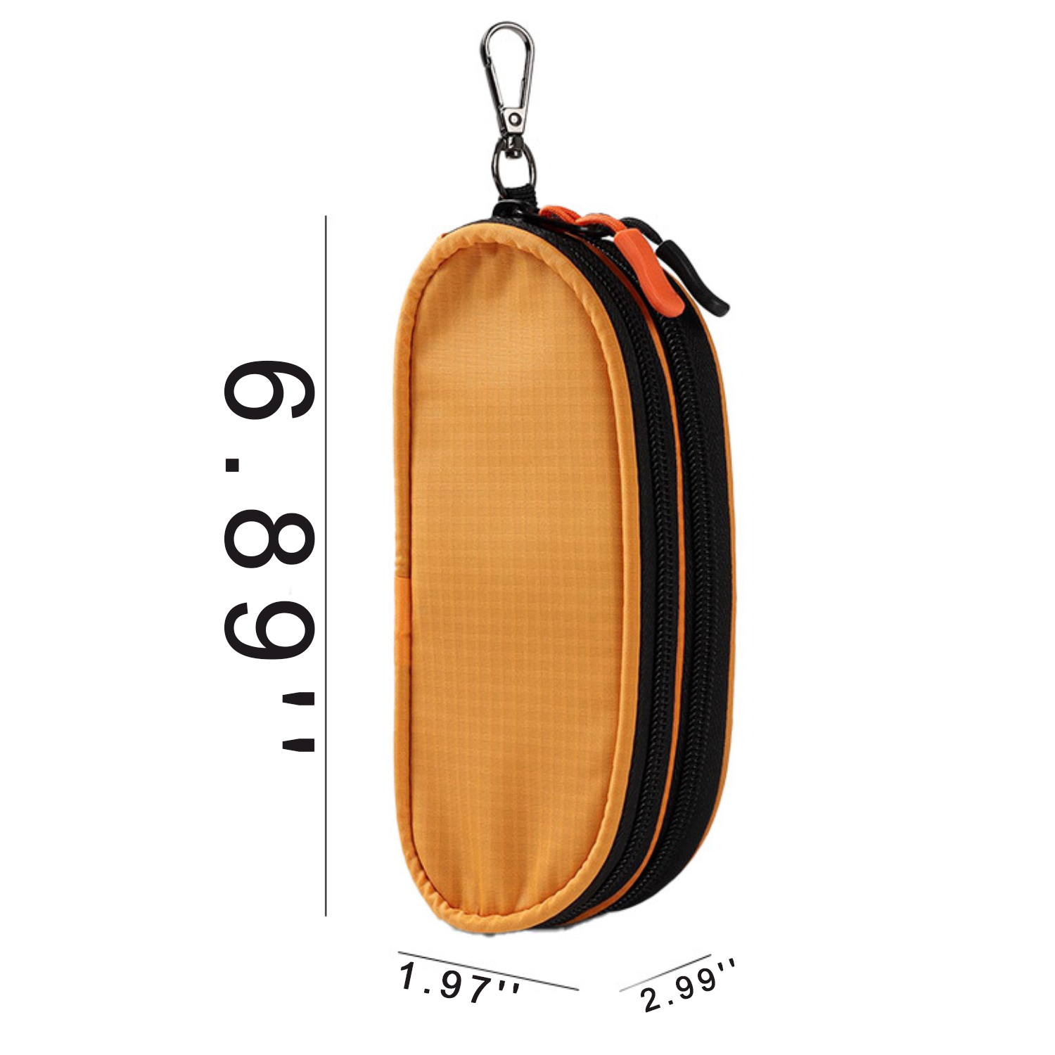 Nylon Double Layer Zipper Eyeglass Storage Bag w/ Carabiner 3