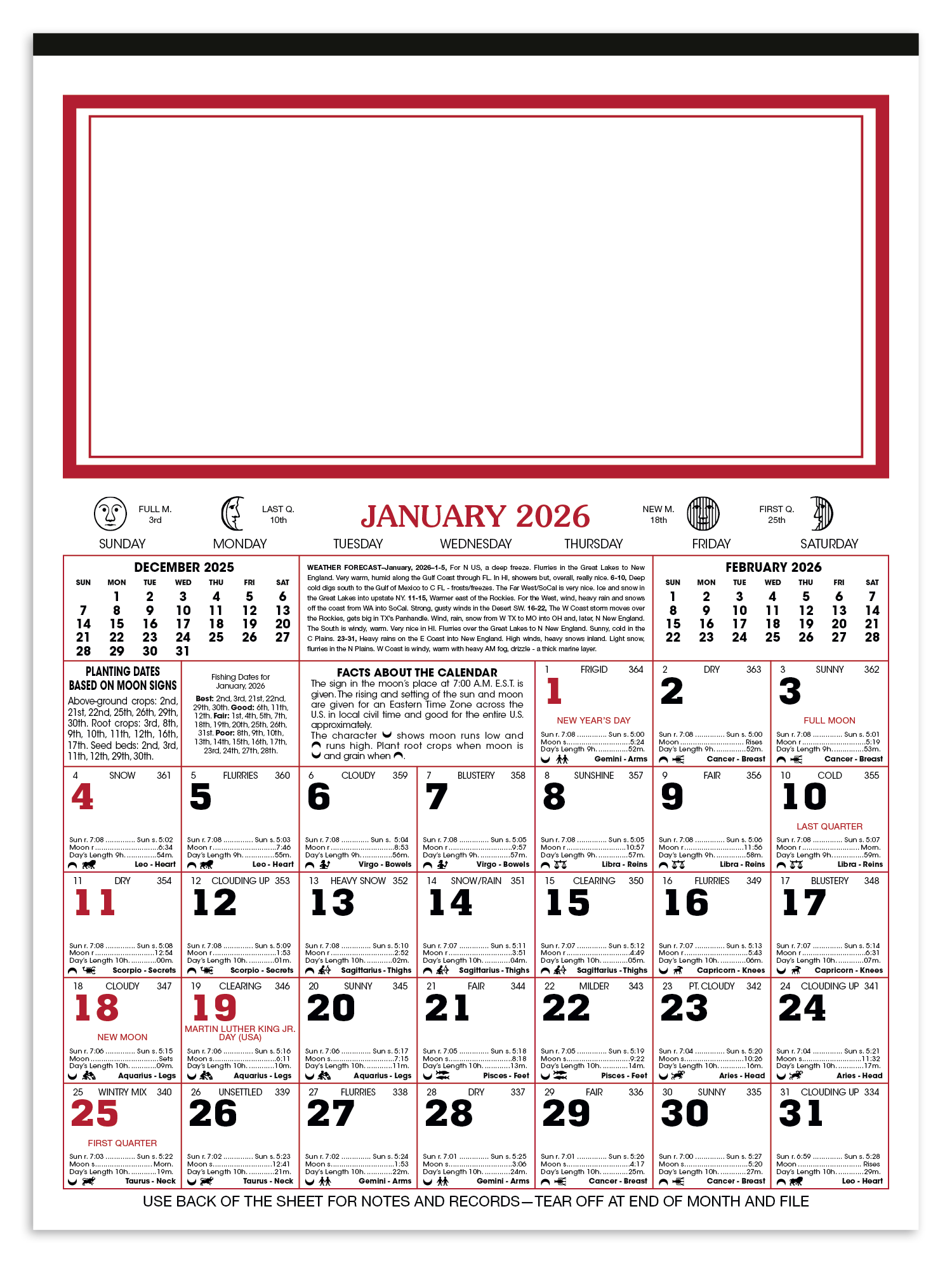 Skinner & Kennedy® 12-Sheet Almanac Calendar 10